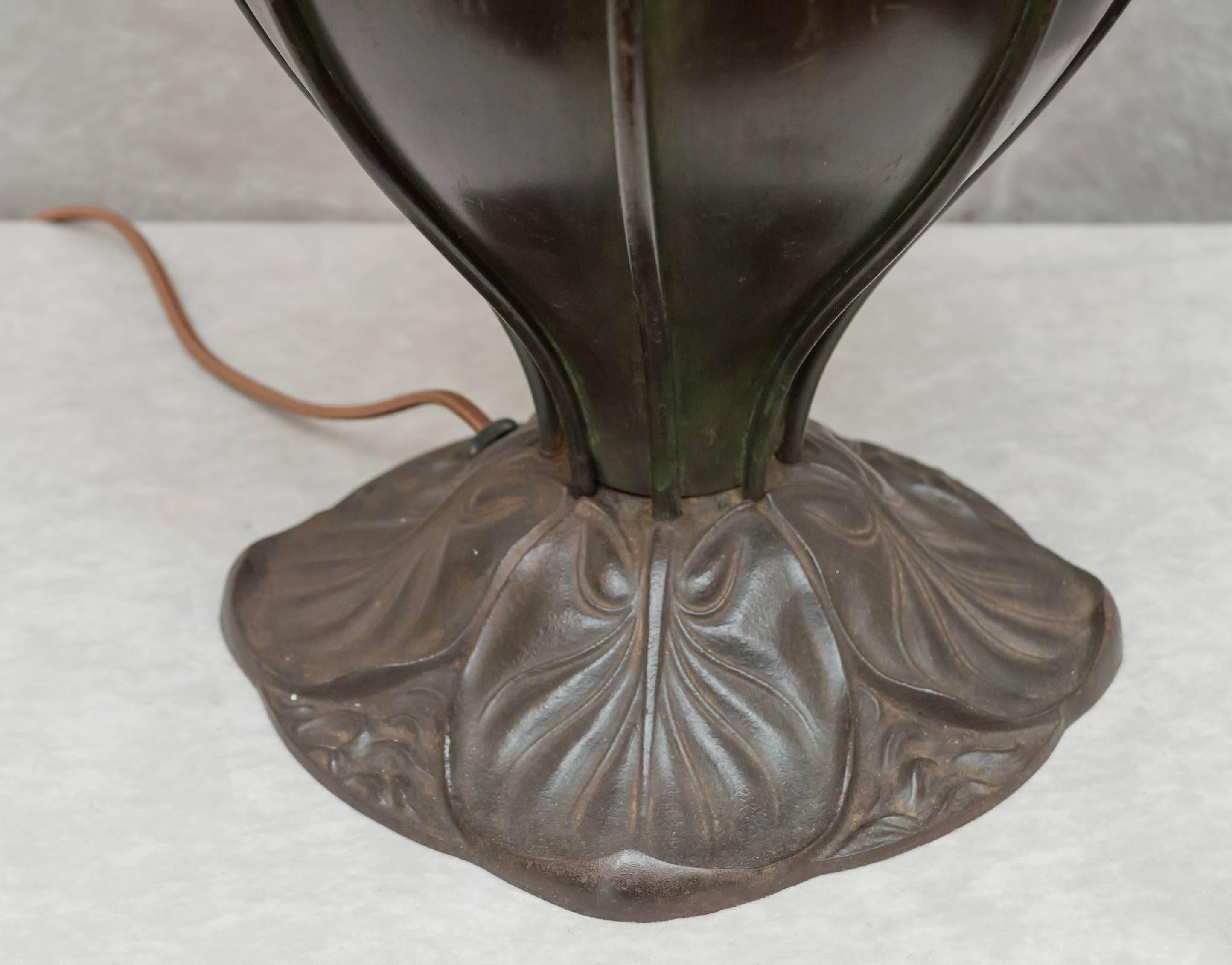 Art Nouveau Bradley & Hubbard Kerosene Lamp with Handblown Shade 2