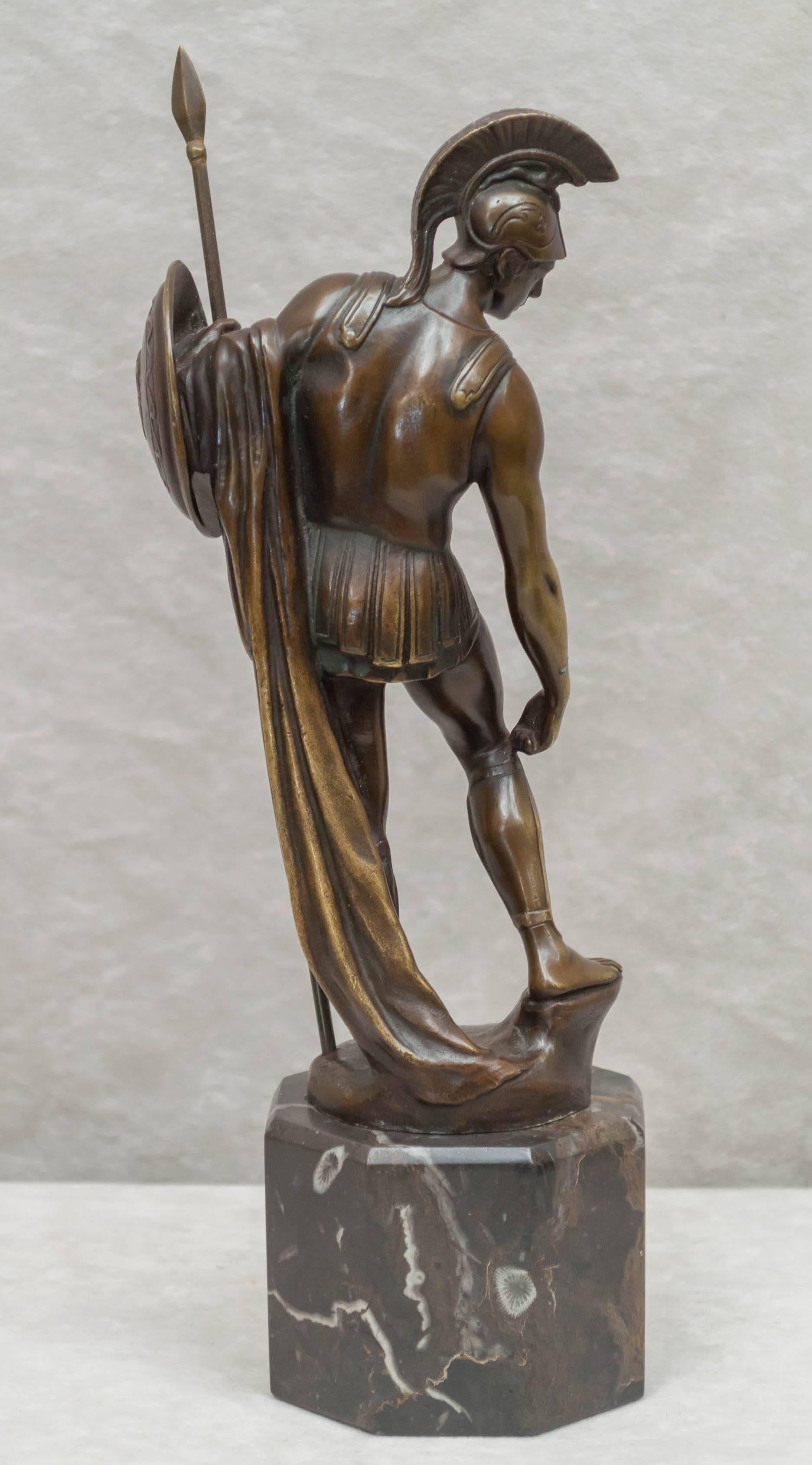 Hand-Crafted Bronze Figure of a Roman Warrior, Artist Signed