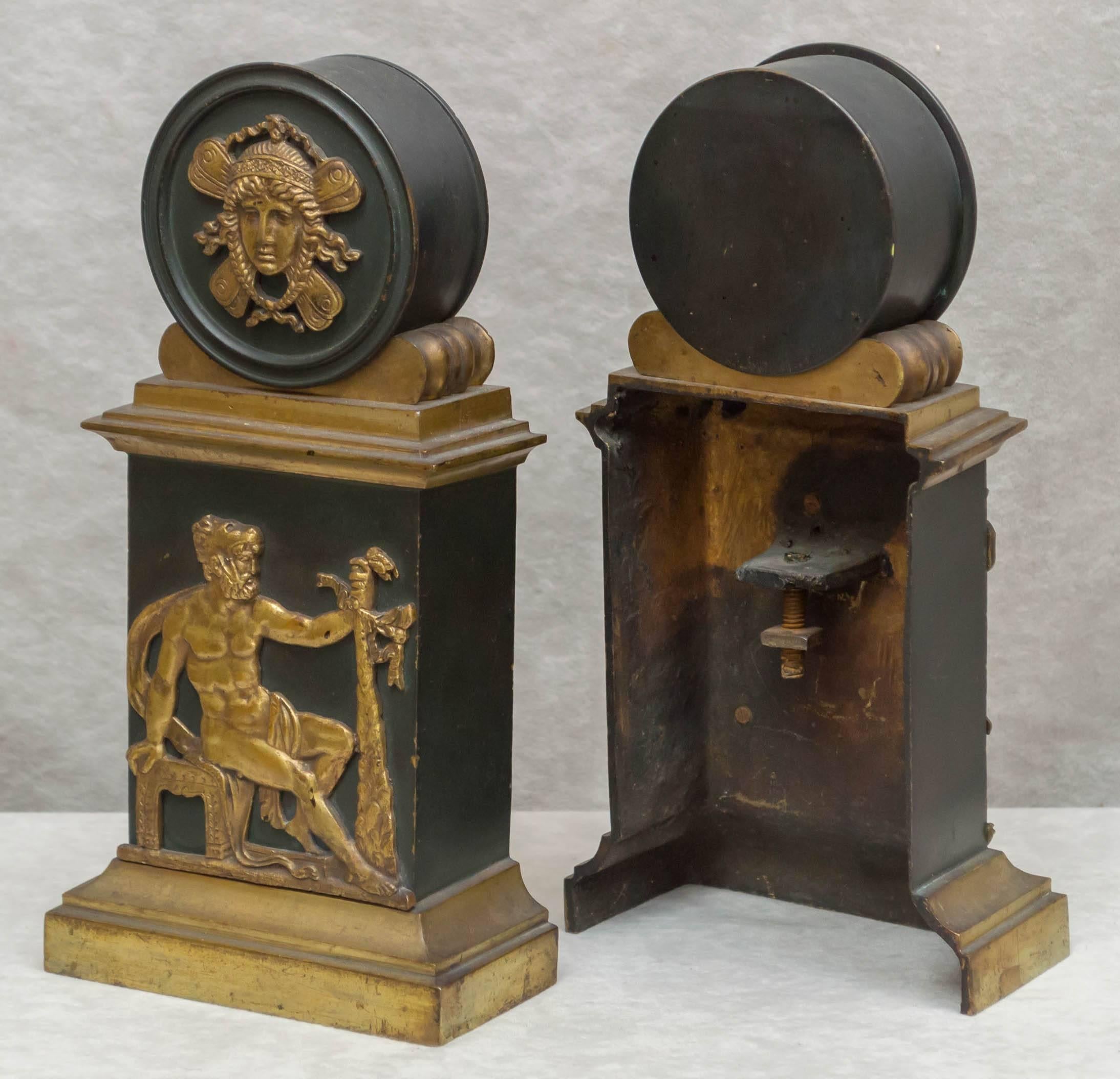 Pair of Empire Patinated and Gilt Bronze Bookends 1