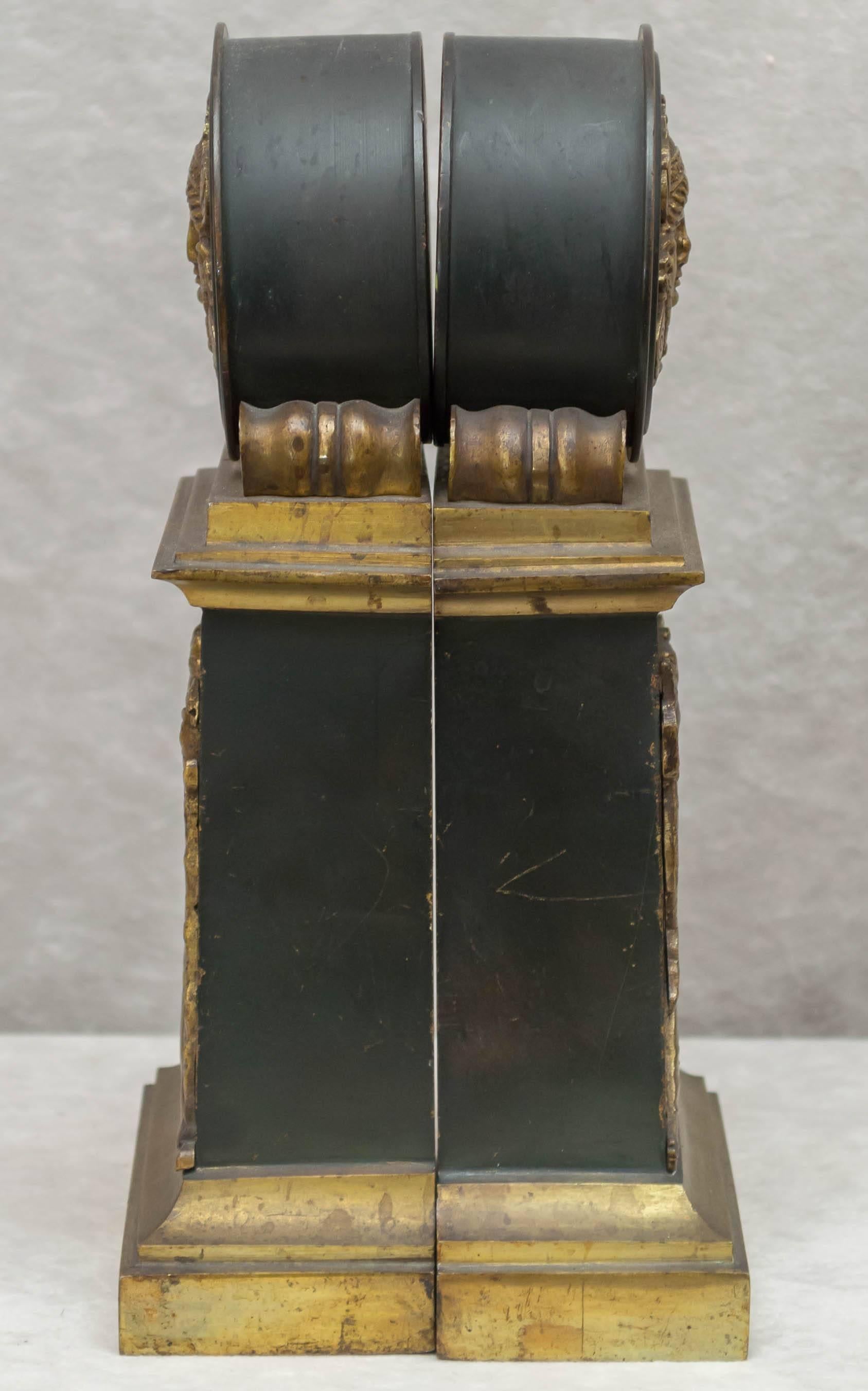 Pair of Empire Patinated and Gilt Bronze Bookends 2