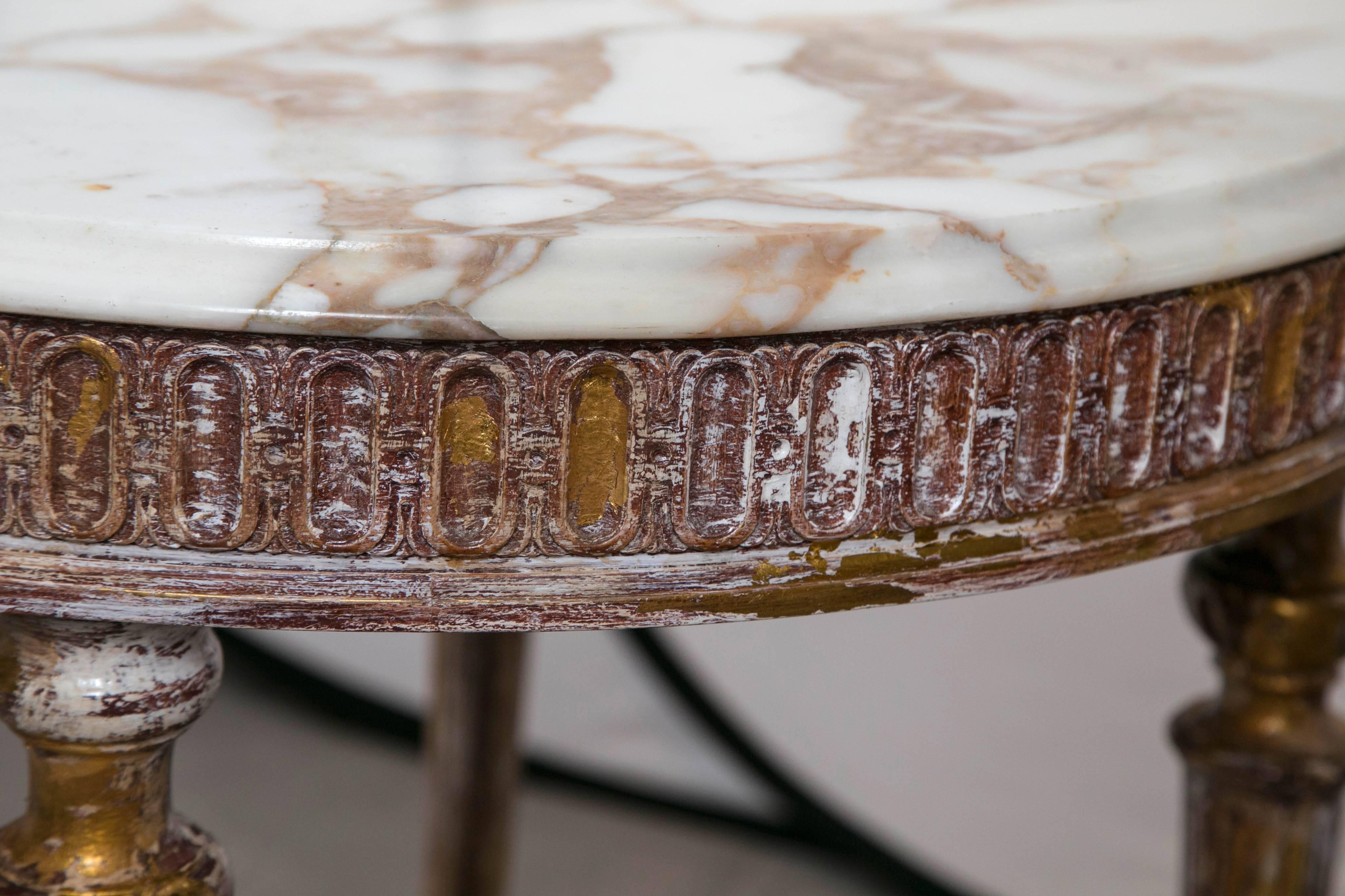 Painted Italian Marble-Topped End Tables