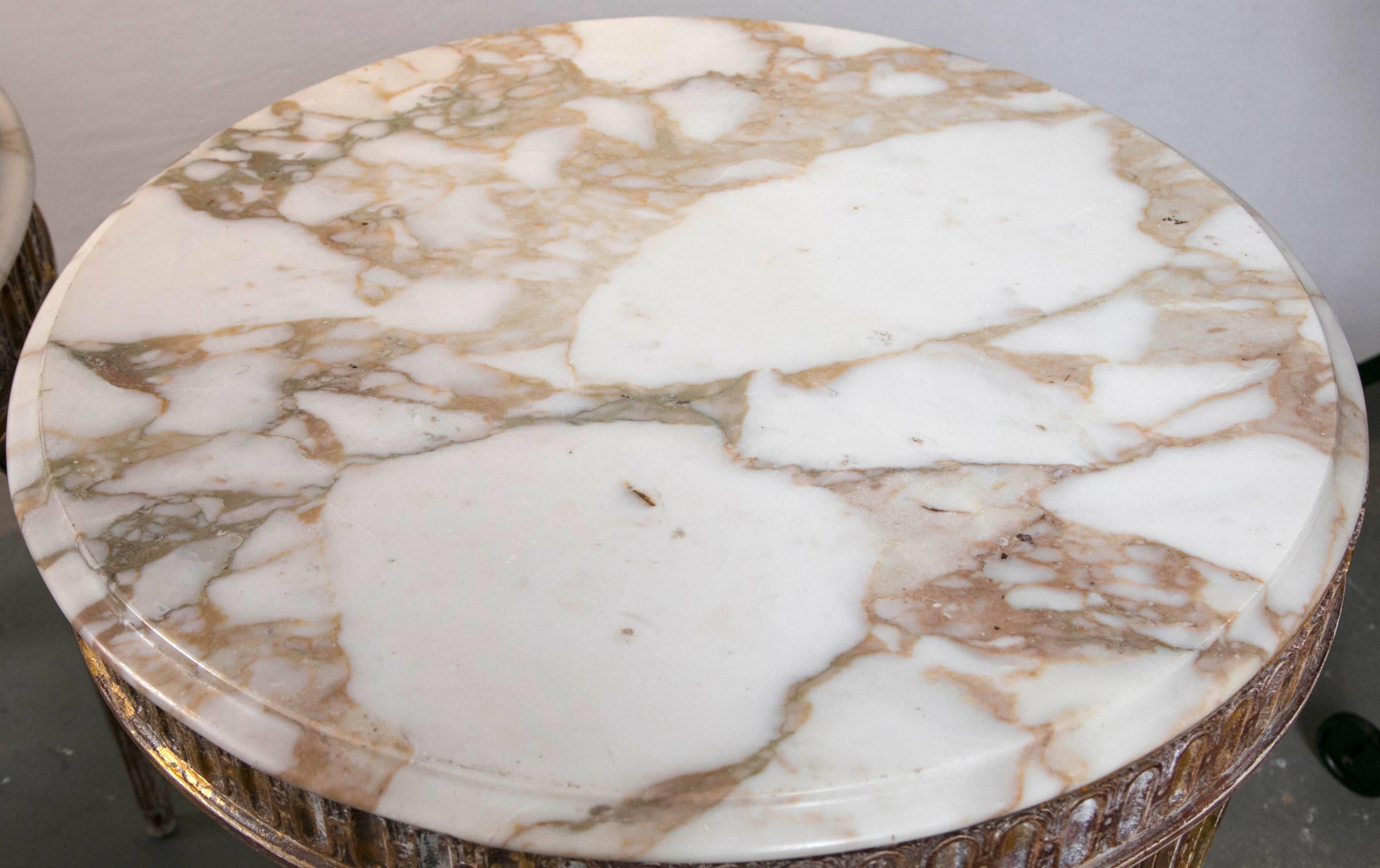 Italian Marble-Topped End Tables In Excellent Condition In Stamford, CT