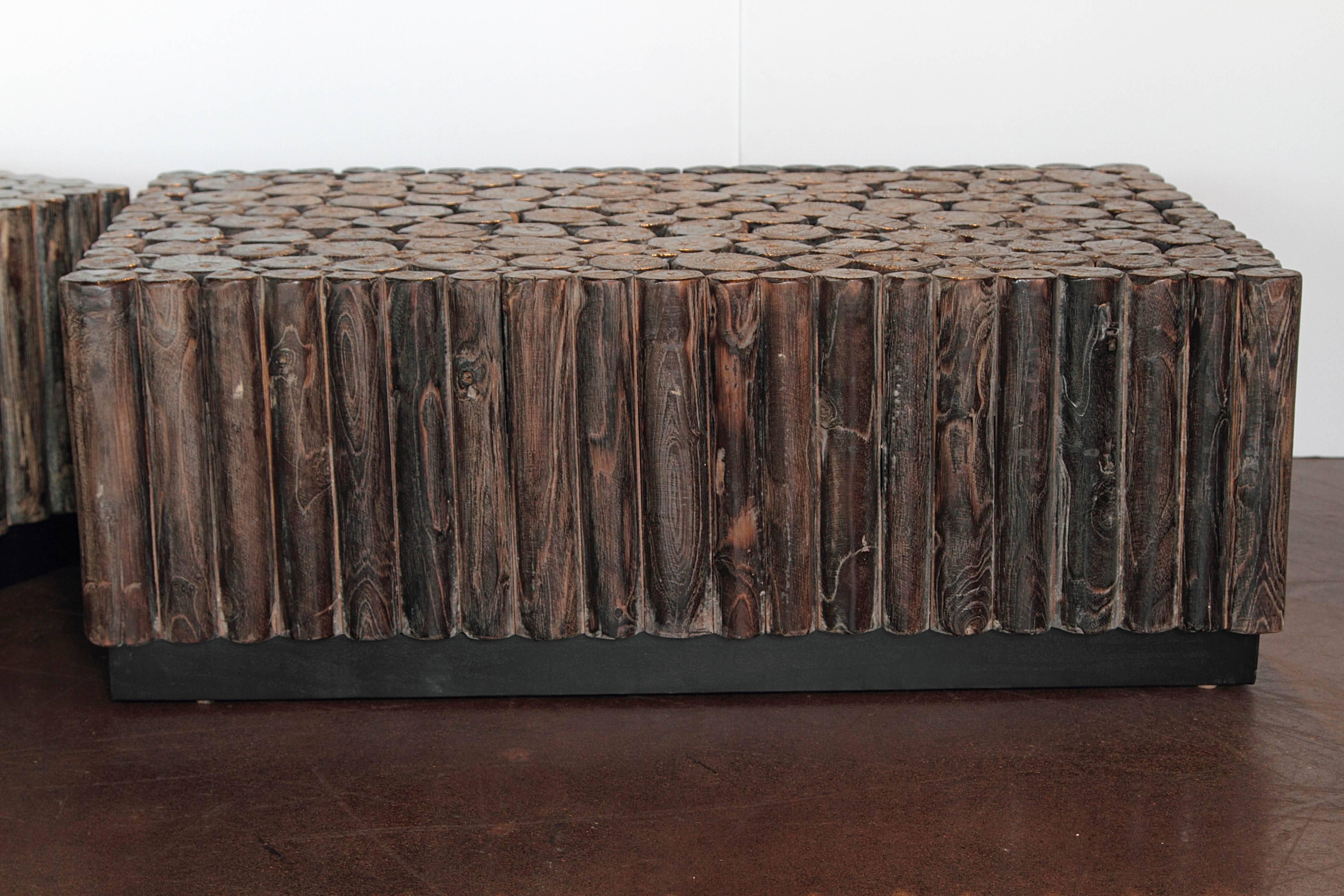 Teak Organic Log Cocktail Tables