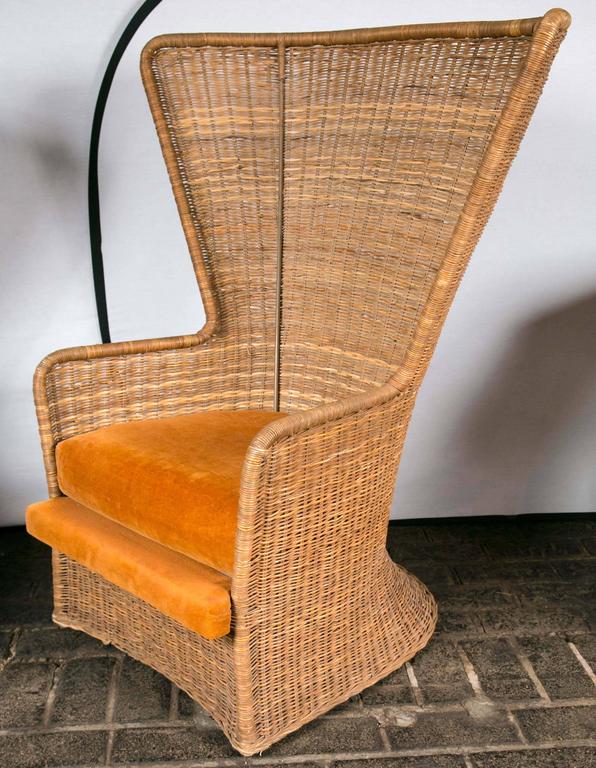 Pair of High Back 1960s Wicker Chairs at 1stdibs