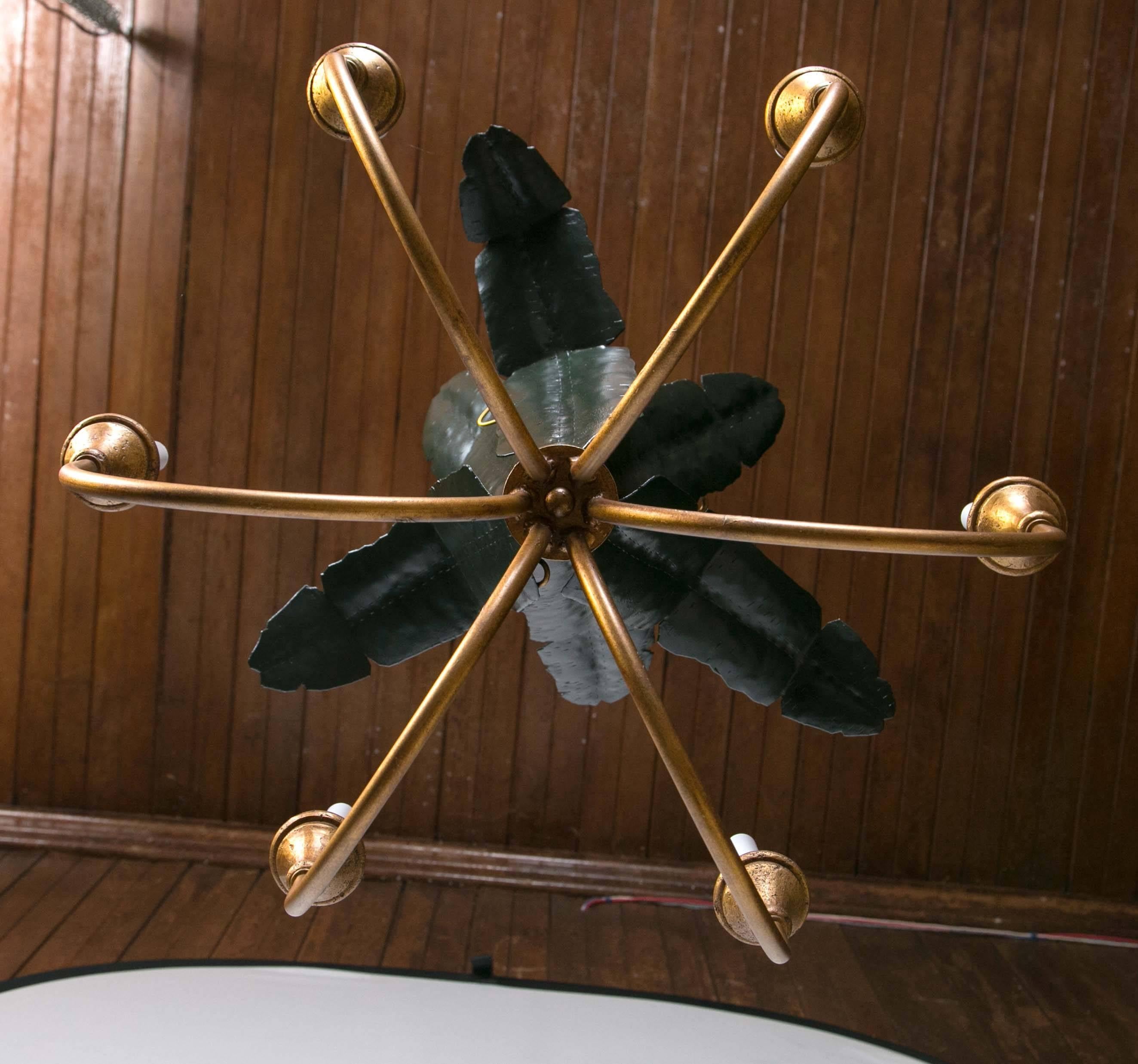 Italian Banana Leaf Chandelier In Excellent Condition In Stamford, CT