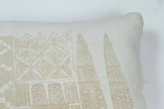African Embroidered Pillow.  Ivory.  White.  Cushion.