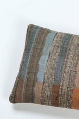 Indian Handwoven Pillow.  Orange.  Blue.  Gray.  Grey.