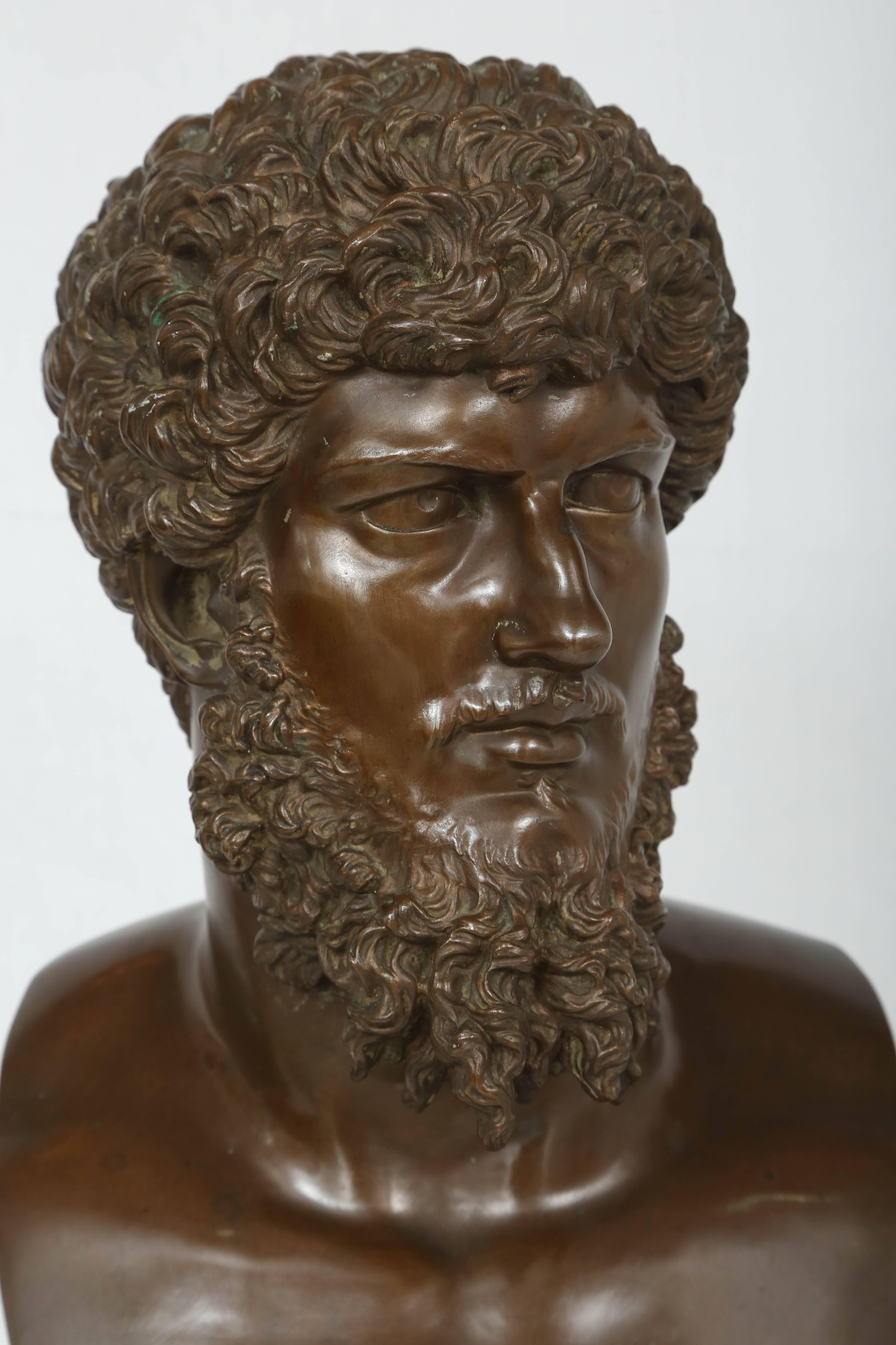 This 19th century bronze bust is a F. Barbadienne foundry casting of the original bust of the Roman Emperor Lucius Verus is located in the Musee Louvre in Paris.

Ferdinand Barbedienne (6 August 1810 – 21 March 1892) was a French metalworker and