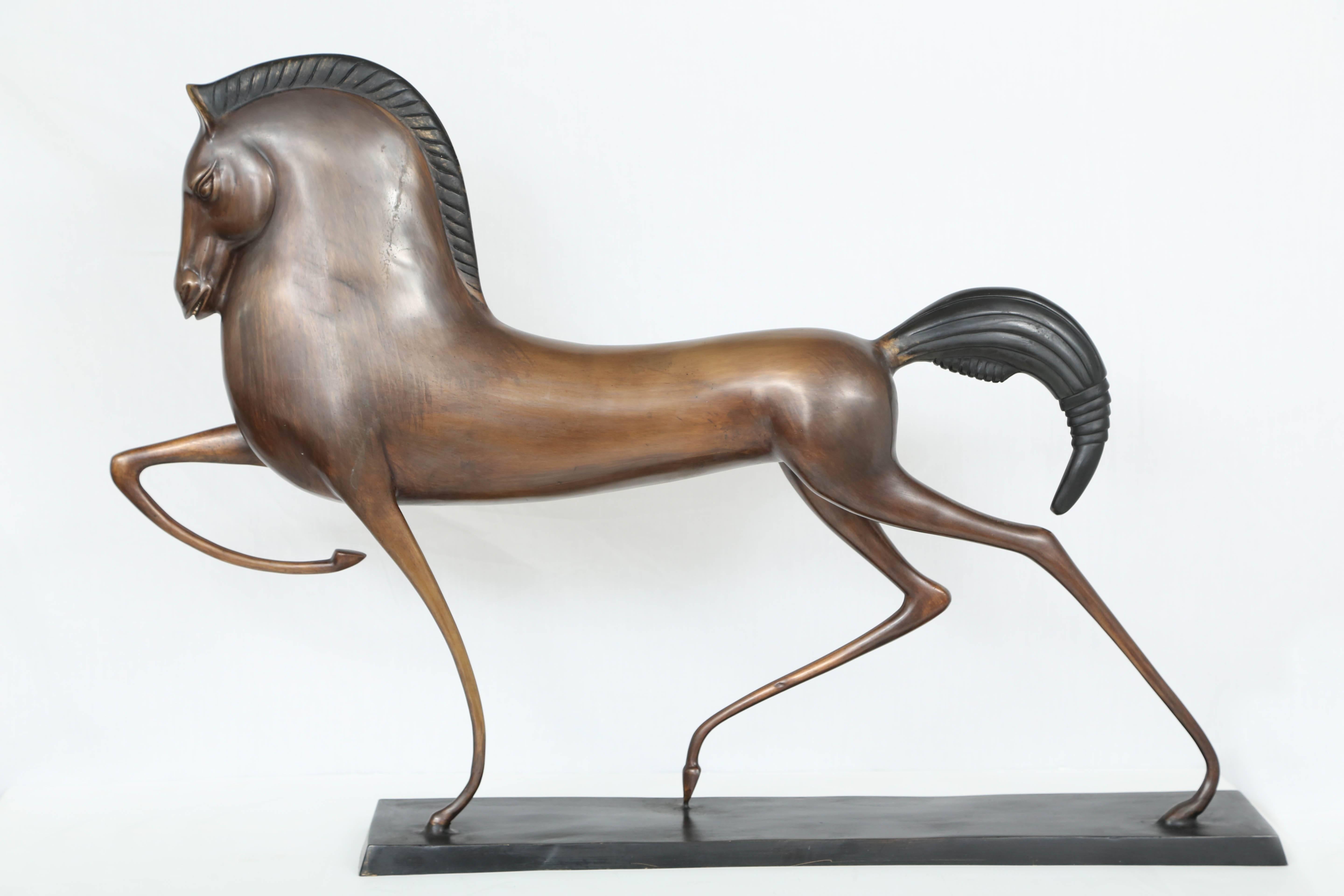 Bronze Horse Sculpture in the Style of Boris Lovet-Lorski In Good Condition In West Palm Beach, FL