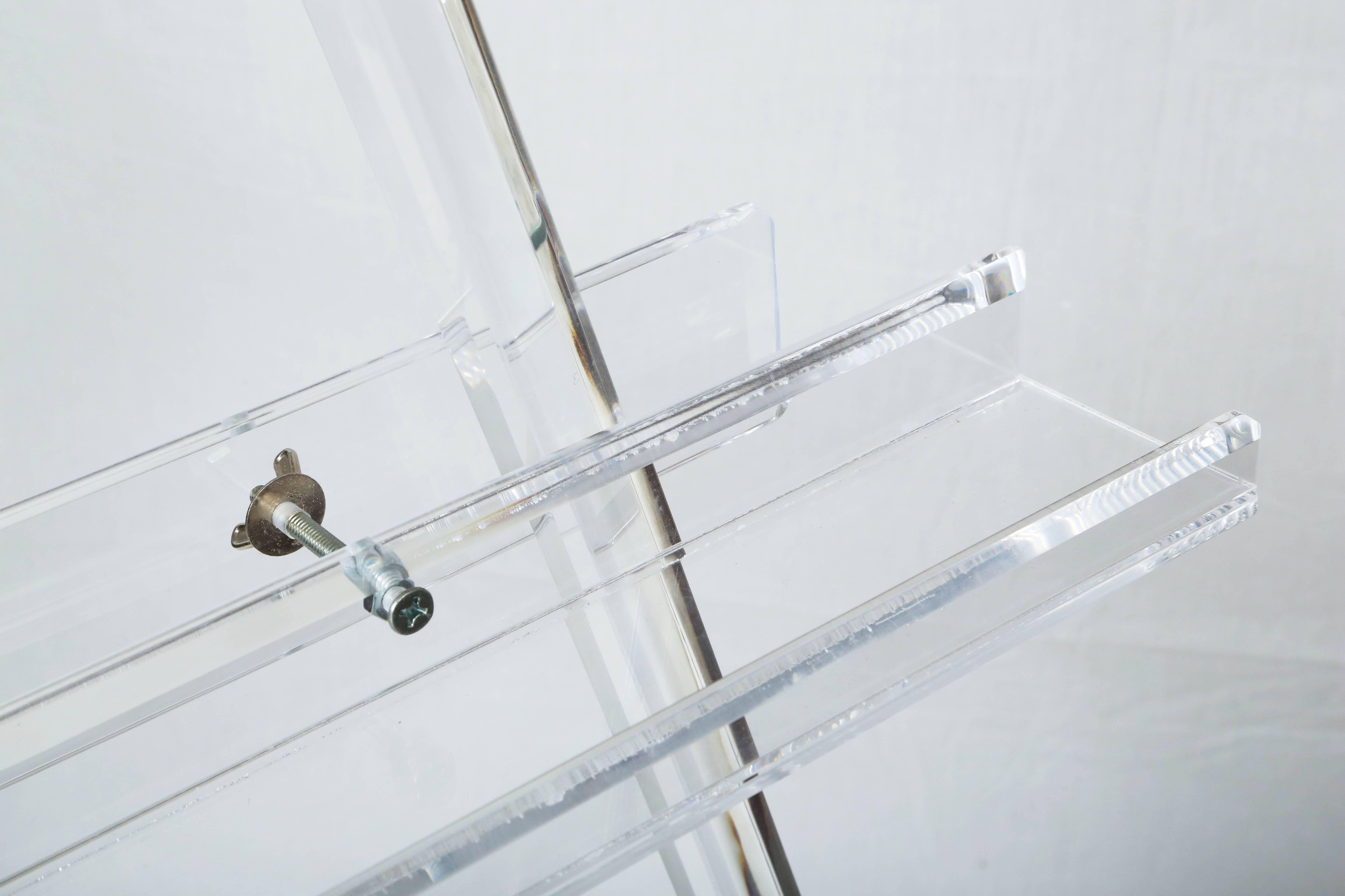 Modern Bespoke Lucite Easel by Alexander Millen with Adjustable Leg and Frame-Lip