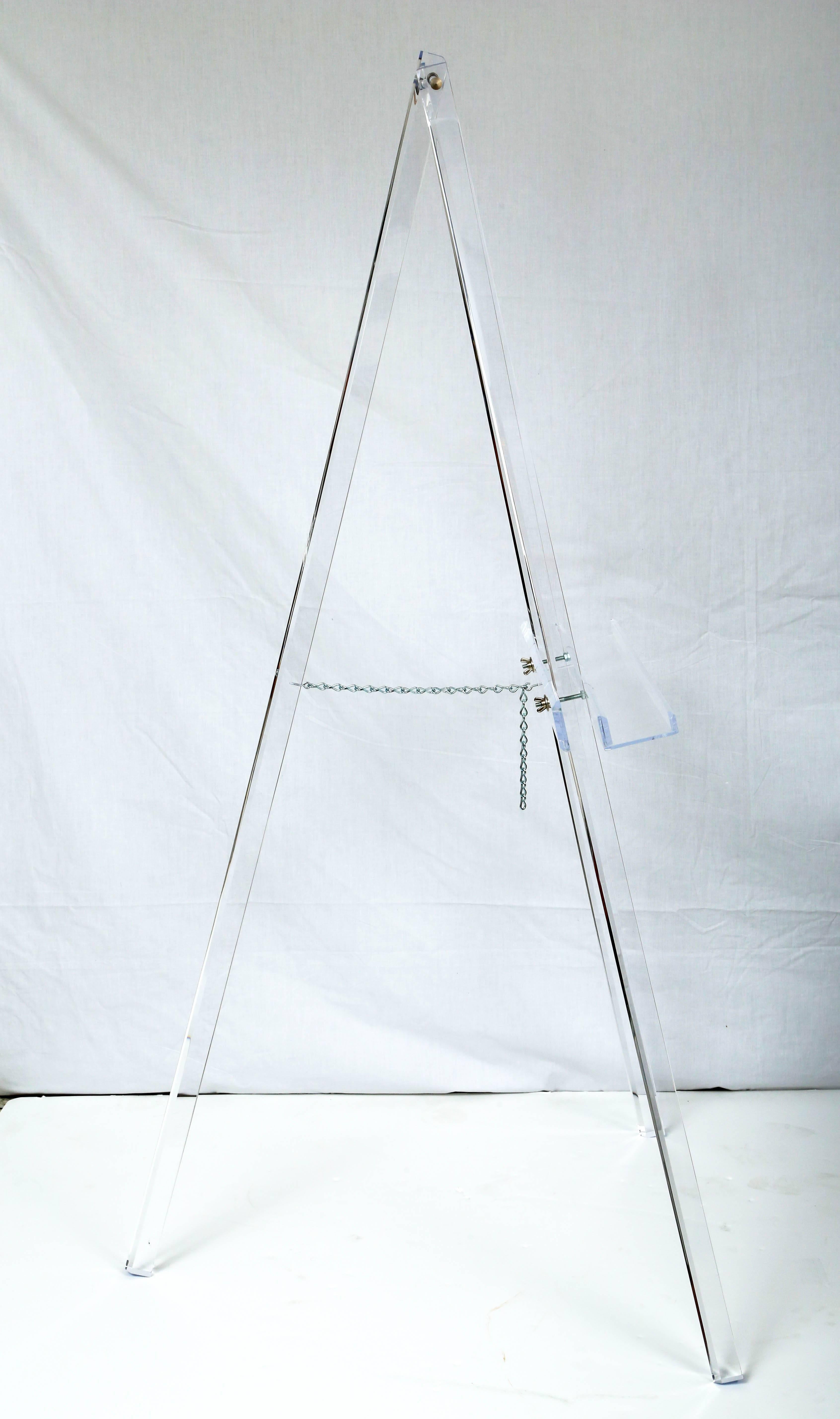 American Bespoke Lucite Easel by Alexander Millen with Adjustable Leg and Frame-Lip