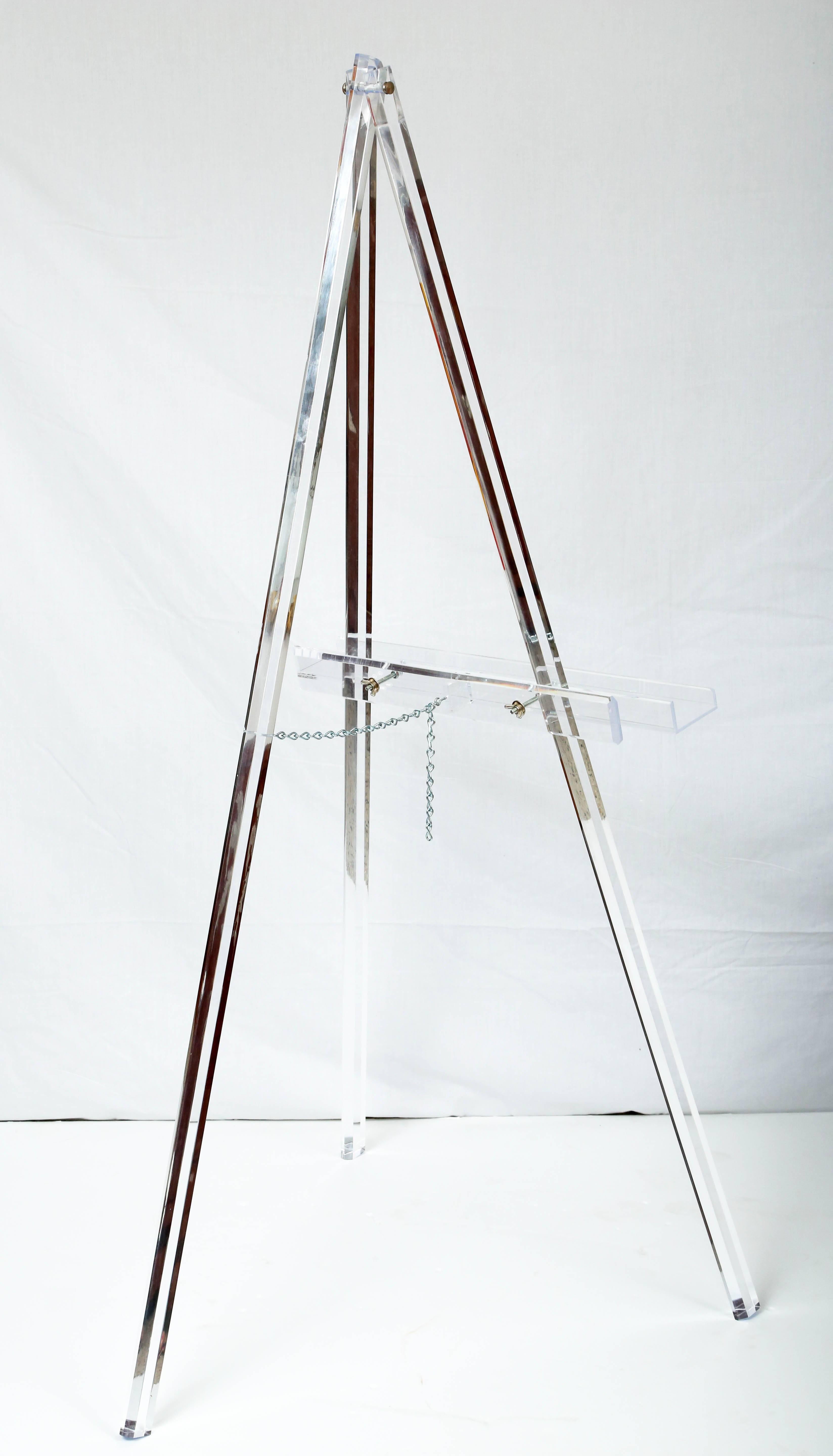 Bespoke Lucite Easel by Alexander Millen with Adjustable Leg and Frame-Lip In Excellent Condition In West Palm Beach, FL