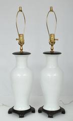 Pair of Blanc de Chine Vase-Form Table Lamps, Hong Kong, 1960s