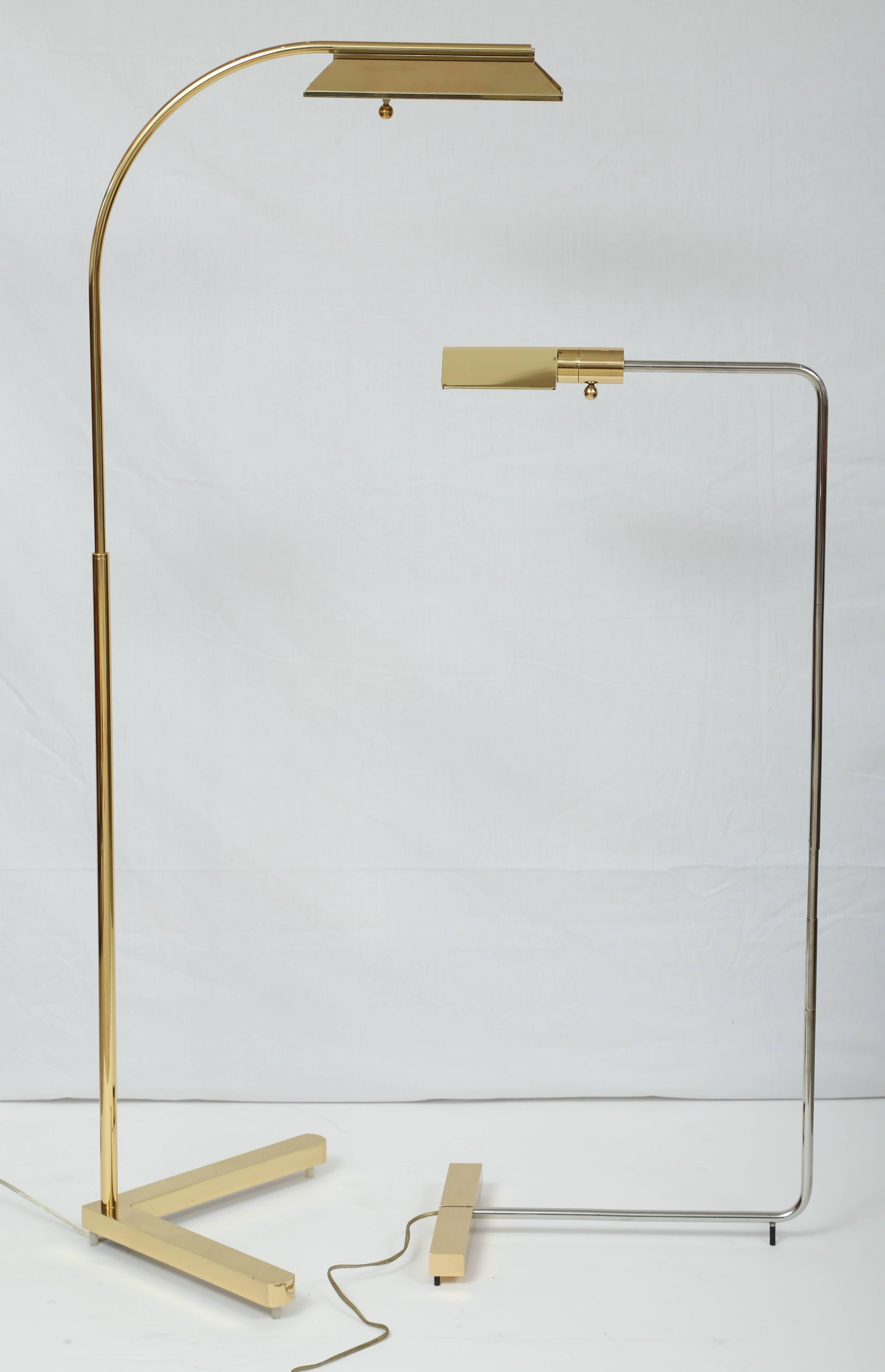  Casella Lighting Adjustable Floor Lamp in Polished Brass In Good Condition In West Palm Beach, FL