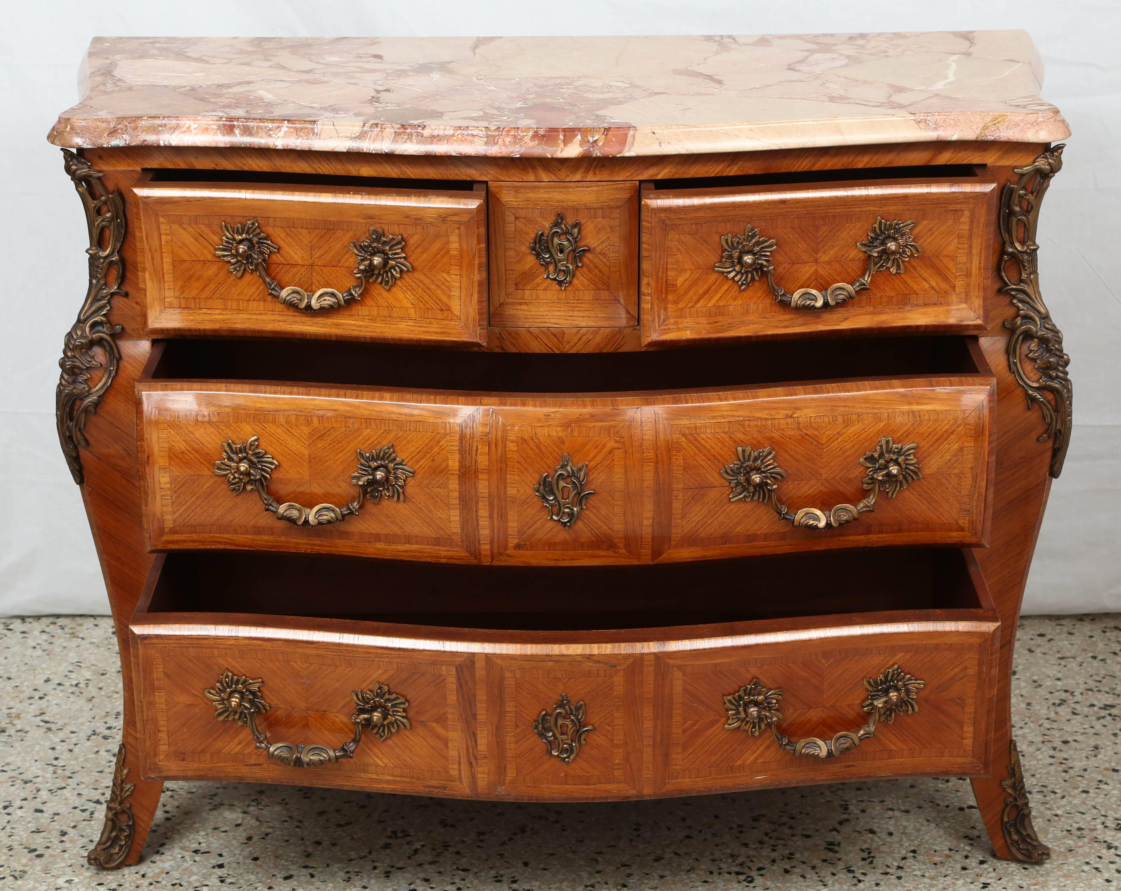 Louis XV Style Six-Drawer Commode/Chest of Drawers, France, 1940s In Excellent Condition In West Palm Beach, FL