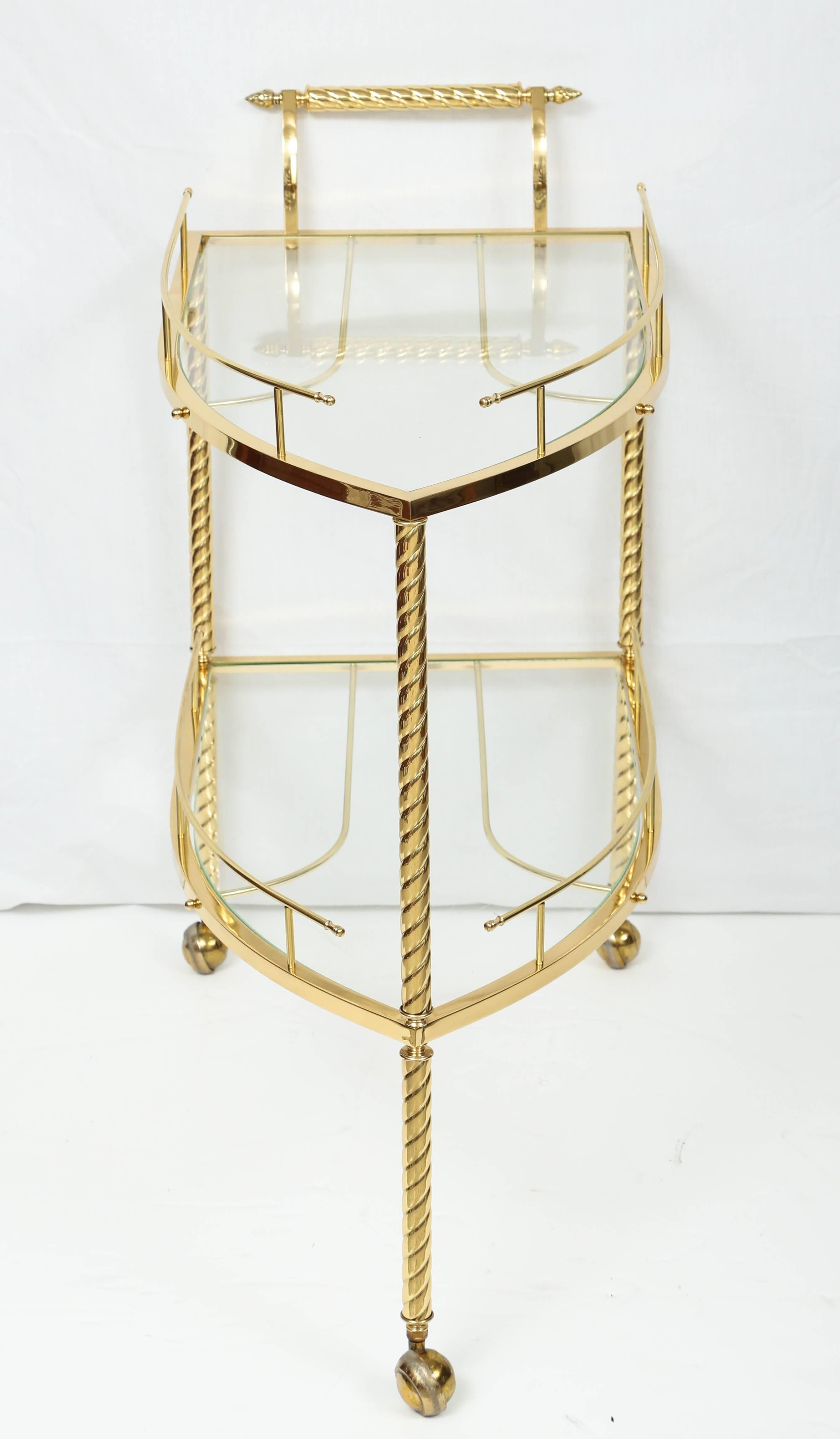 Glass Brass Bar Cart 