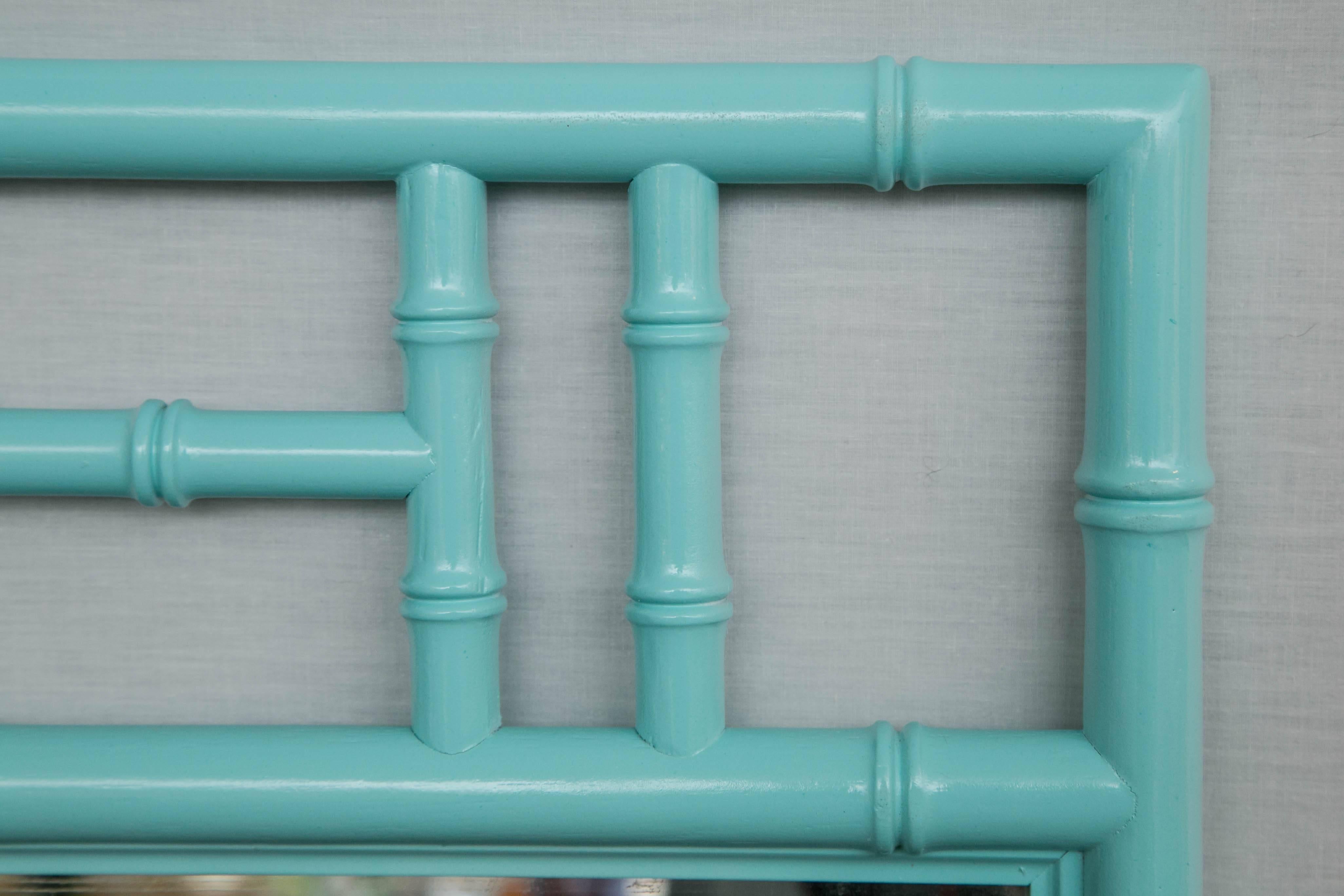 Hollywood Regency Got Gorgeous? a Jewel of a Pair, Tiffany Blue Bamboo Form Mirrors, Hollywood