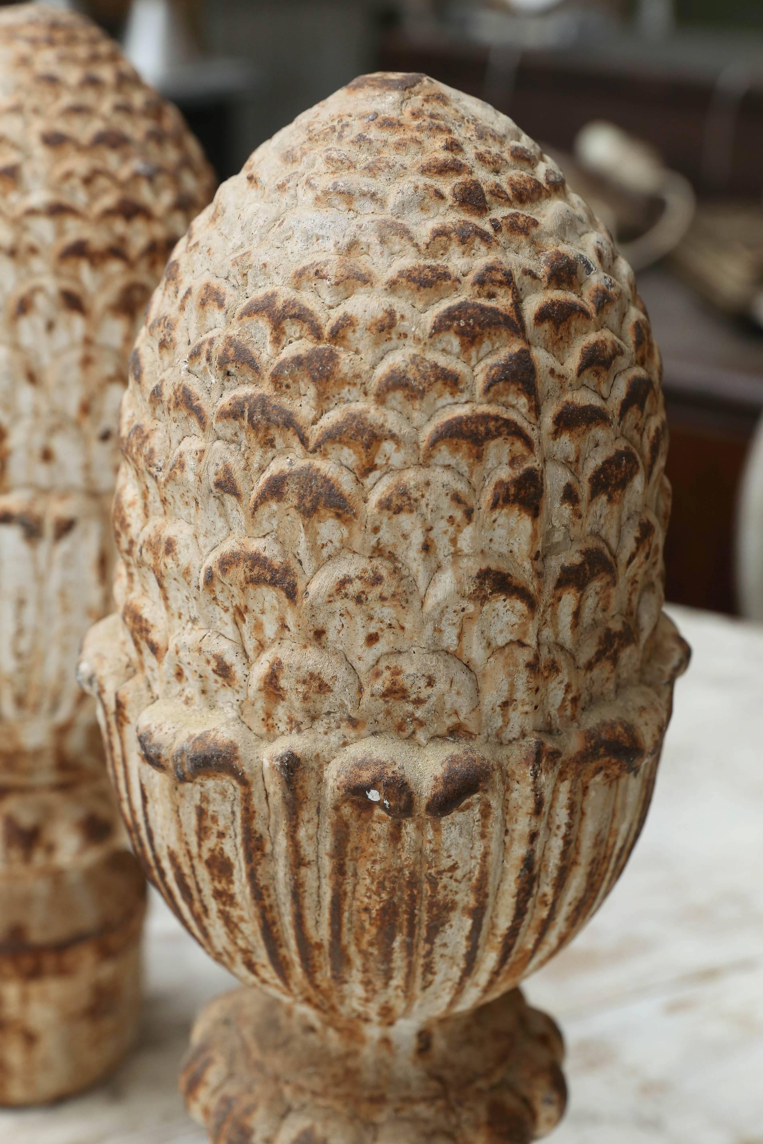 19th Century French Iron Pineapple Finials In Good Condition For Sale In Houston, TX