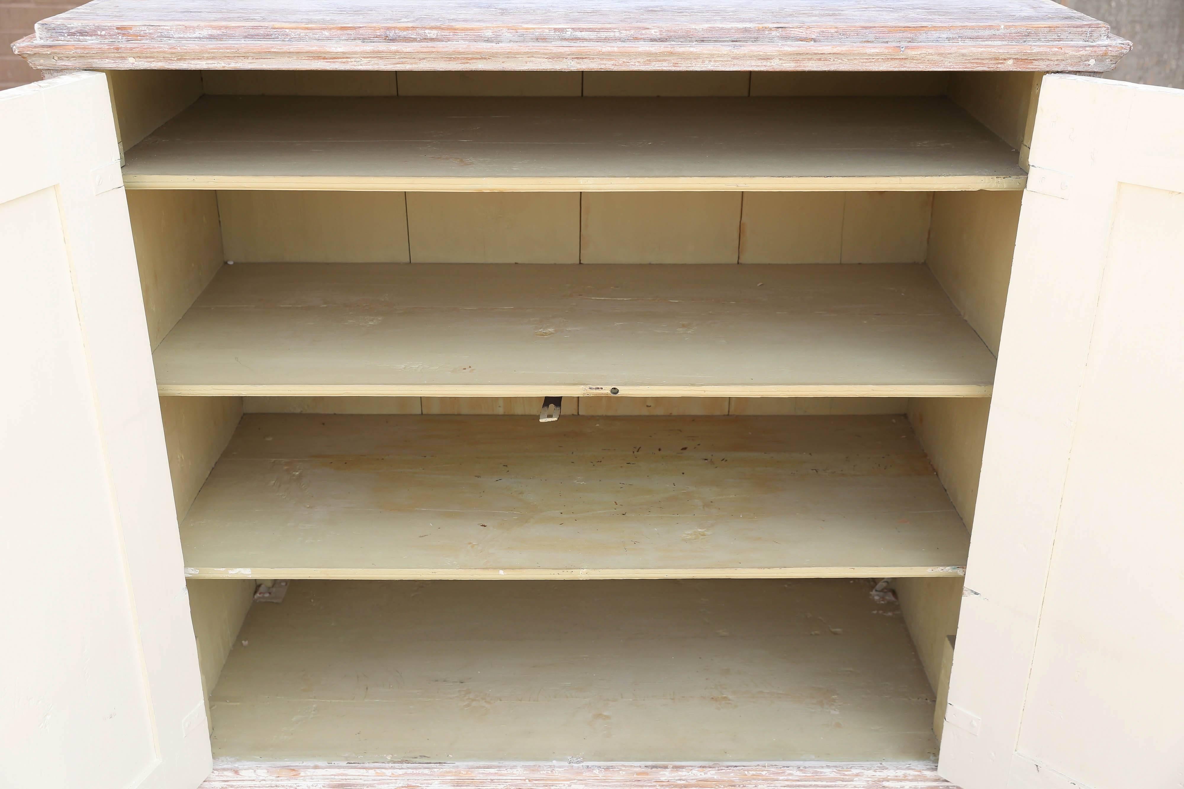 Painted Gustavian Swedish 19th Century Buffet Scraped to Original Pale Blue Paint