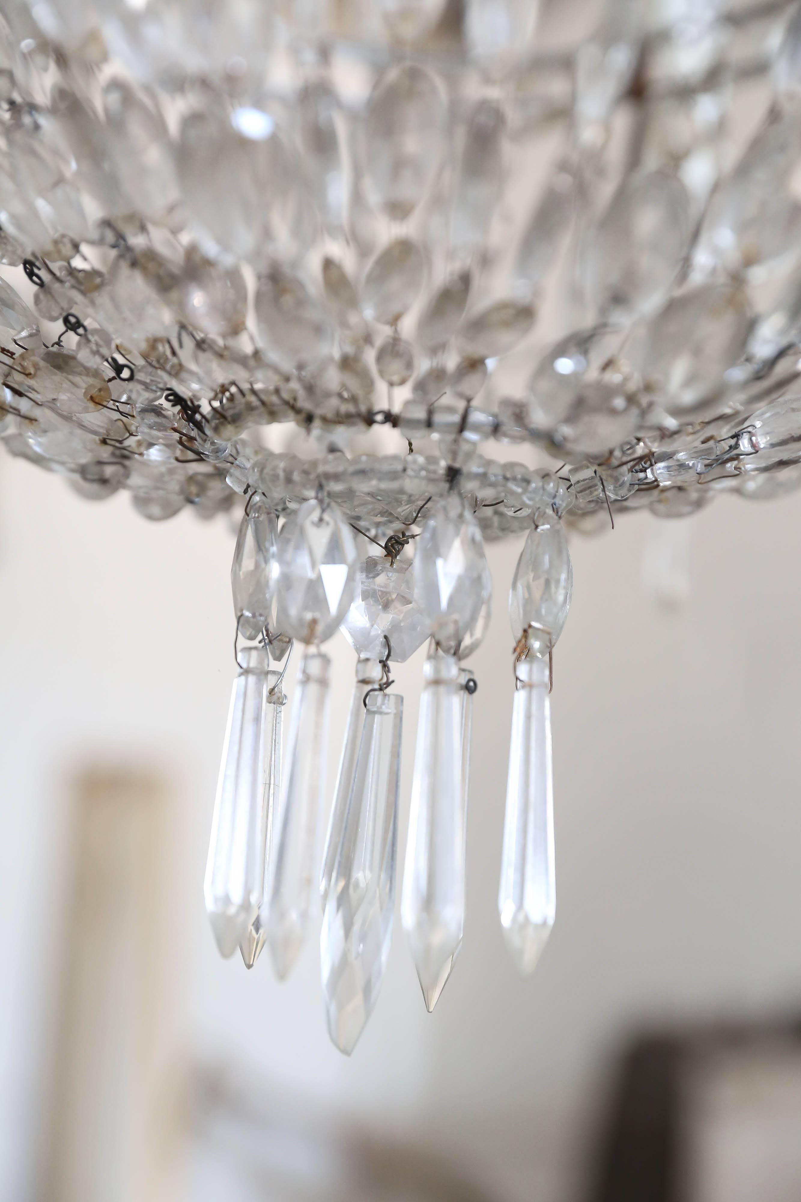 Early 20th Century Italian Crystal Turn of the Century Chandelier with Four Arms