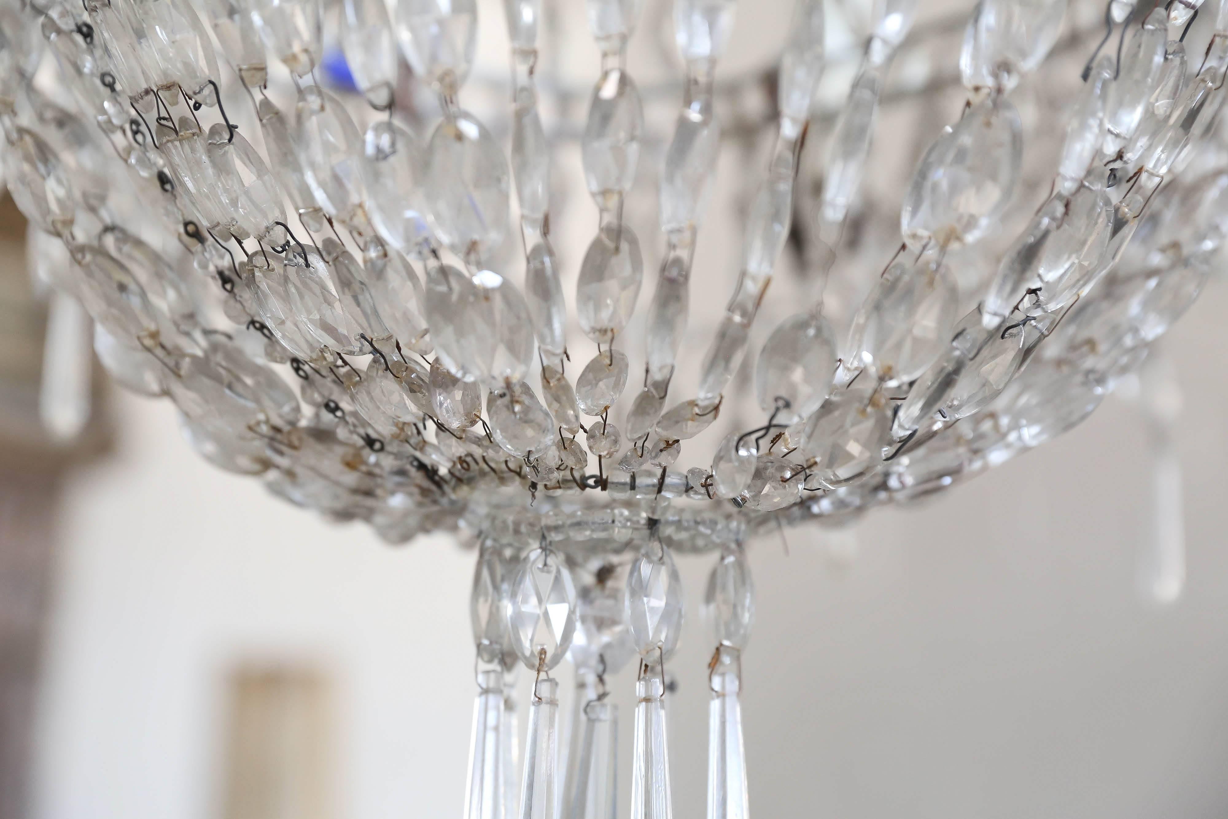 Italian Crystal Turn of the Century Chandelier with Four Arms 1