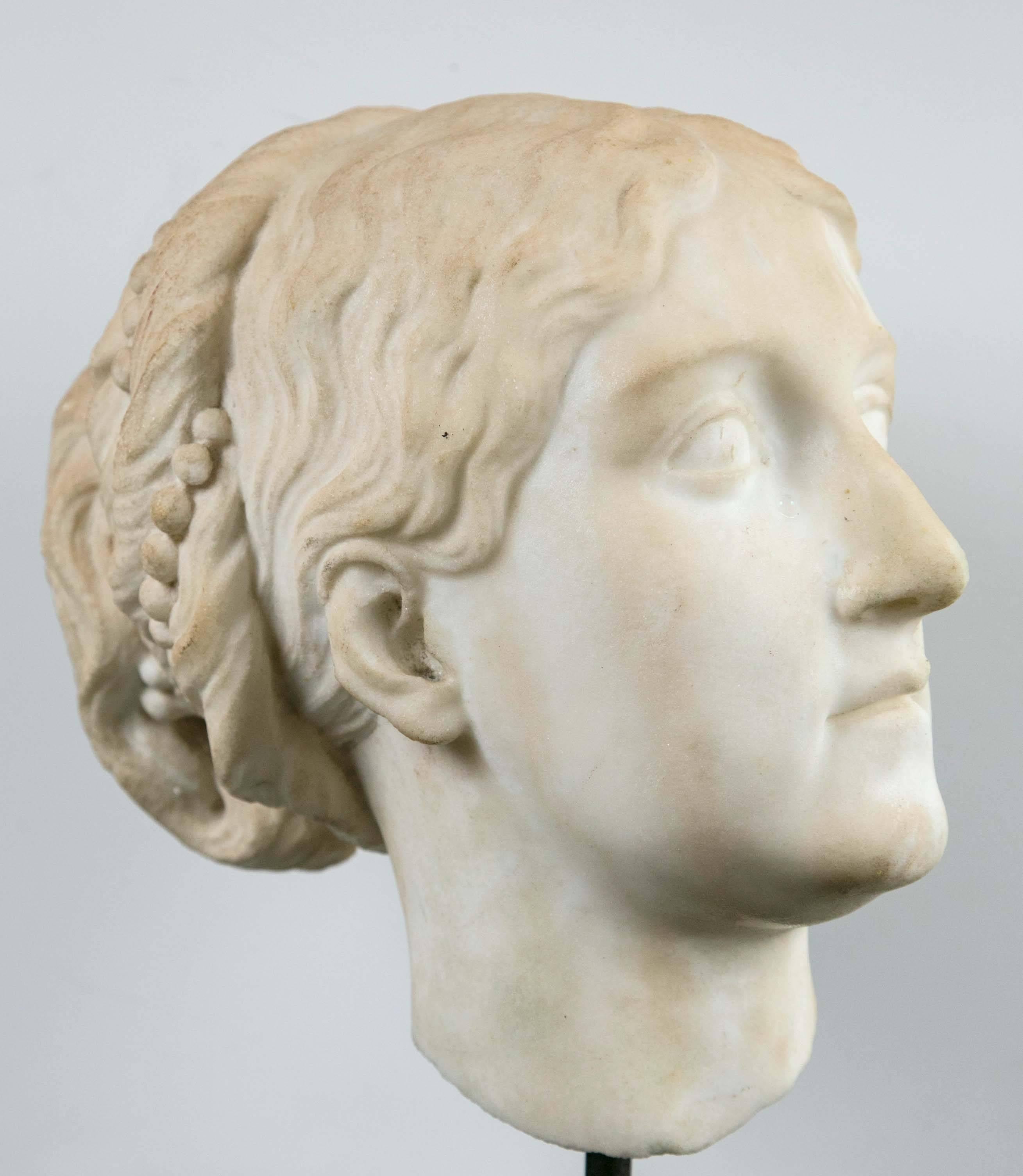 Classical Roman Female Marble Bust in the Classical Style