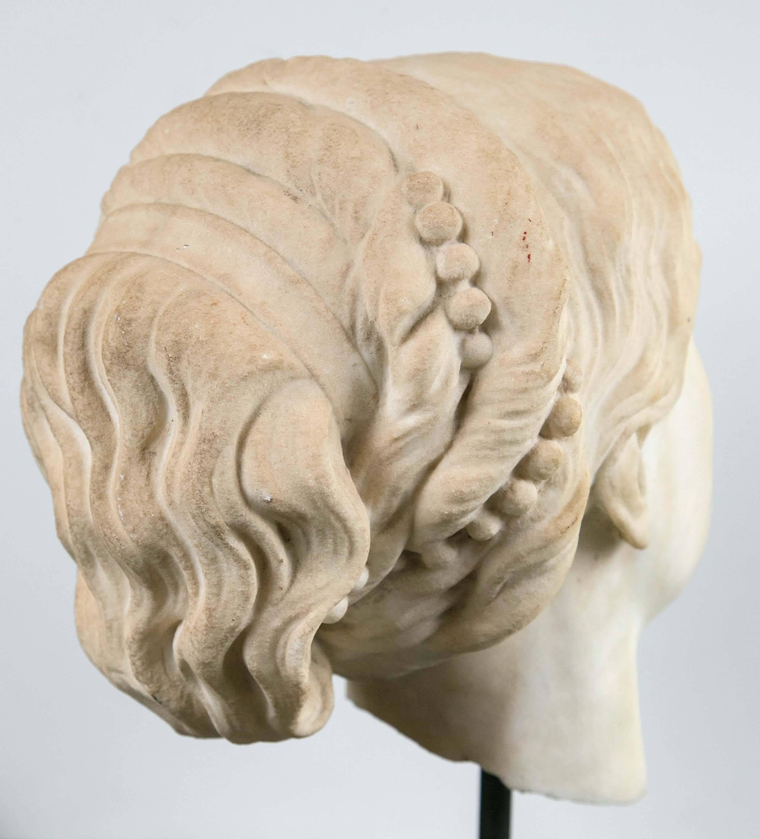 European Female Marble Bust in the Classical Style