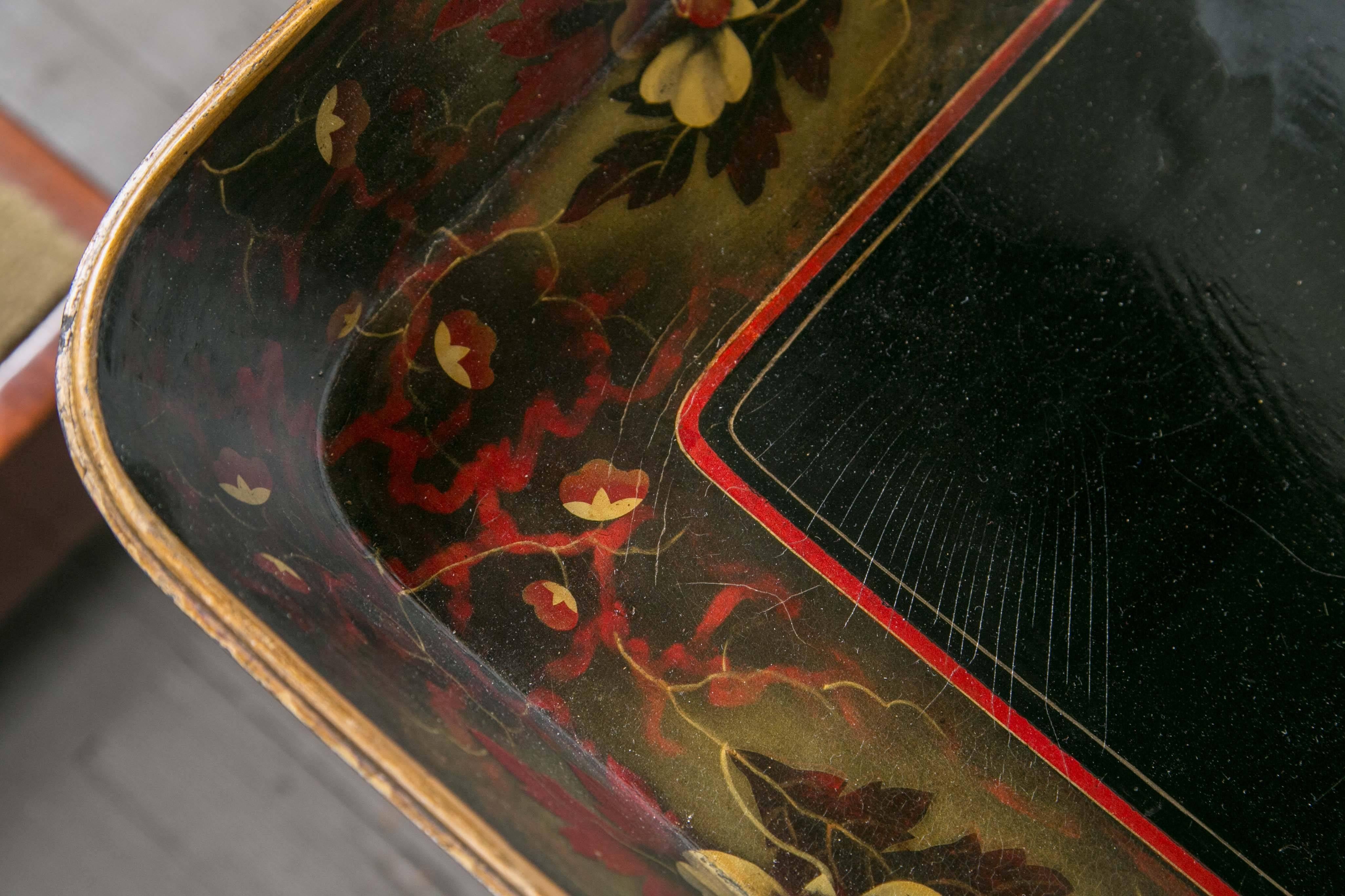 20th Century Lacquer Tray on Custom Stand For Sale