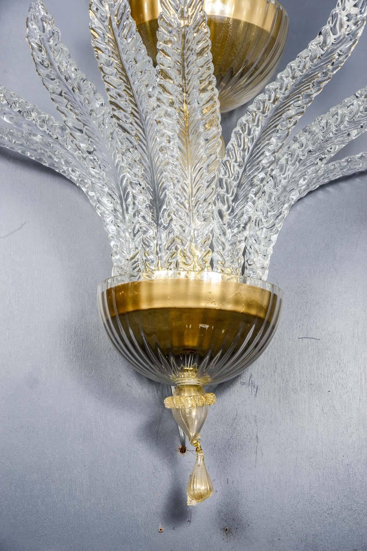 Set of four Murano glass sconces, could be sold by pair; six bulbs per sconce.