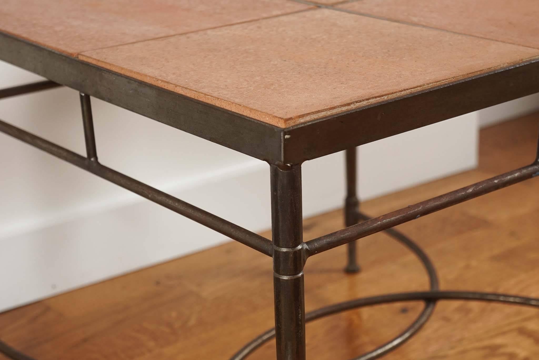 Steel Base Side Table with Tile Top 1