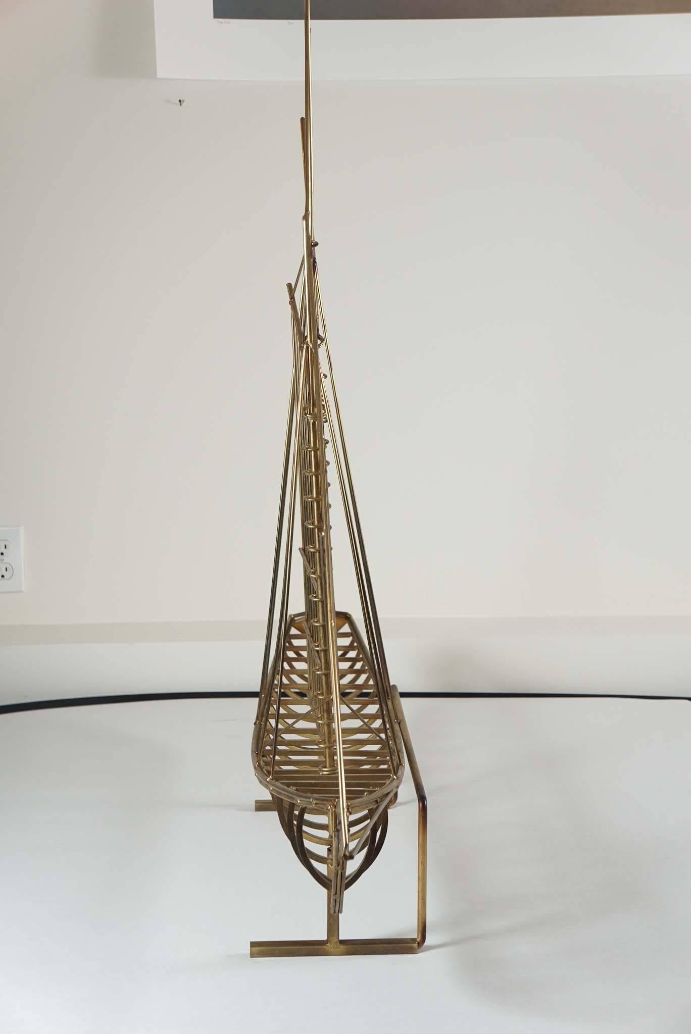 Mid-Century Modern Curtis Jere Metal Boat Sculpture