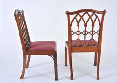 Set of 12 Mahogany Gothic Style Dining Chairs