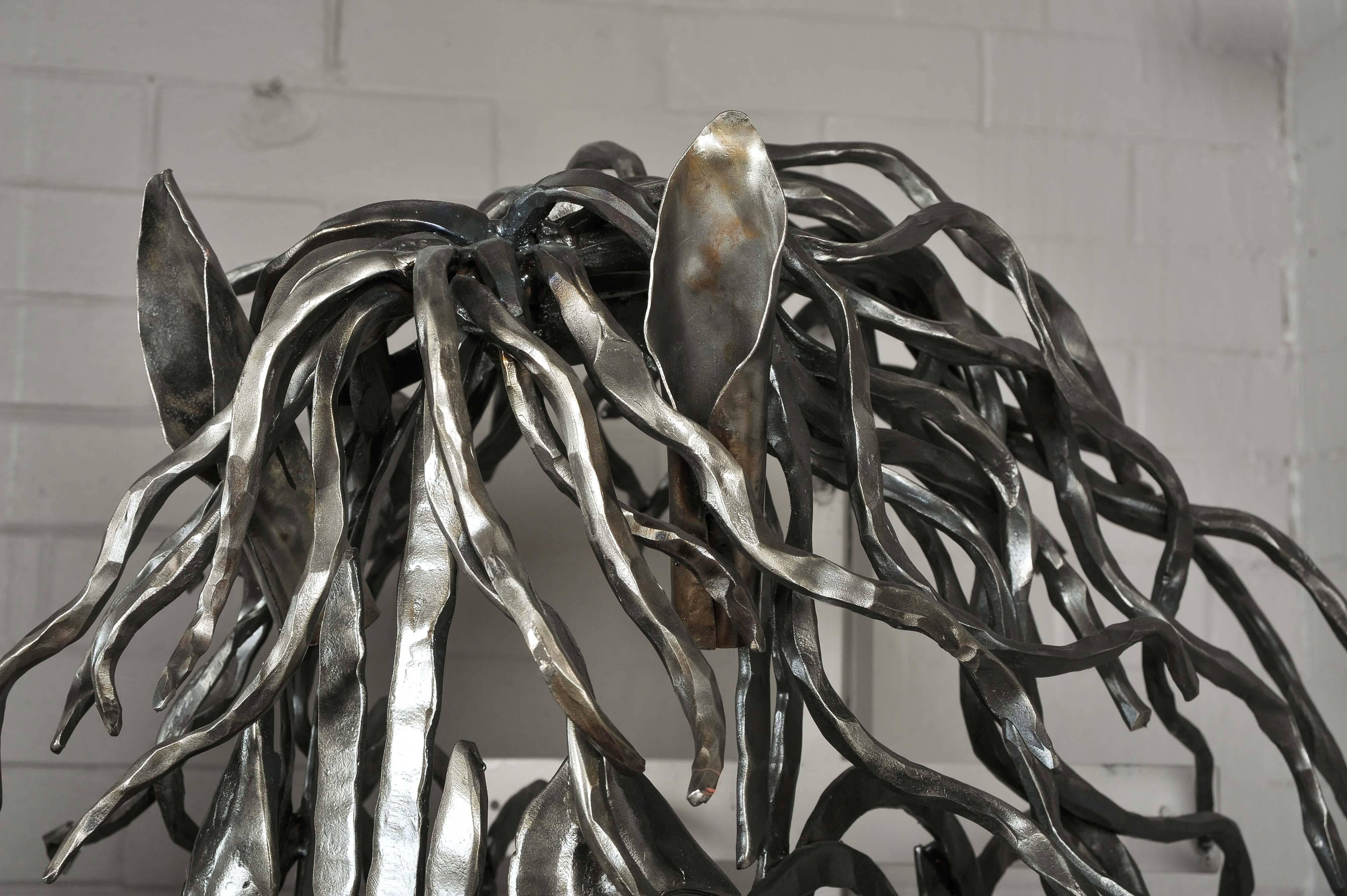 Unique Hand-Forged Model of a Horse's Head in Textured Bar Steel For Sale 1