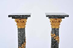 Pair of 19th Century Dark Green Marble Pedestals