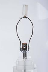 Pair of Mid-Century Modern Stack Thick Lucite Lamps Springer Hollis Jones Style