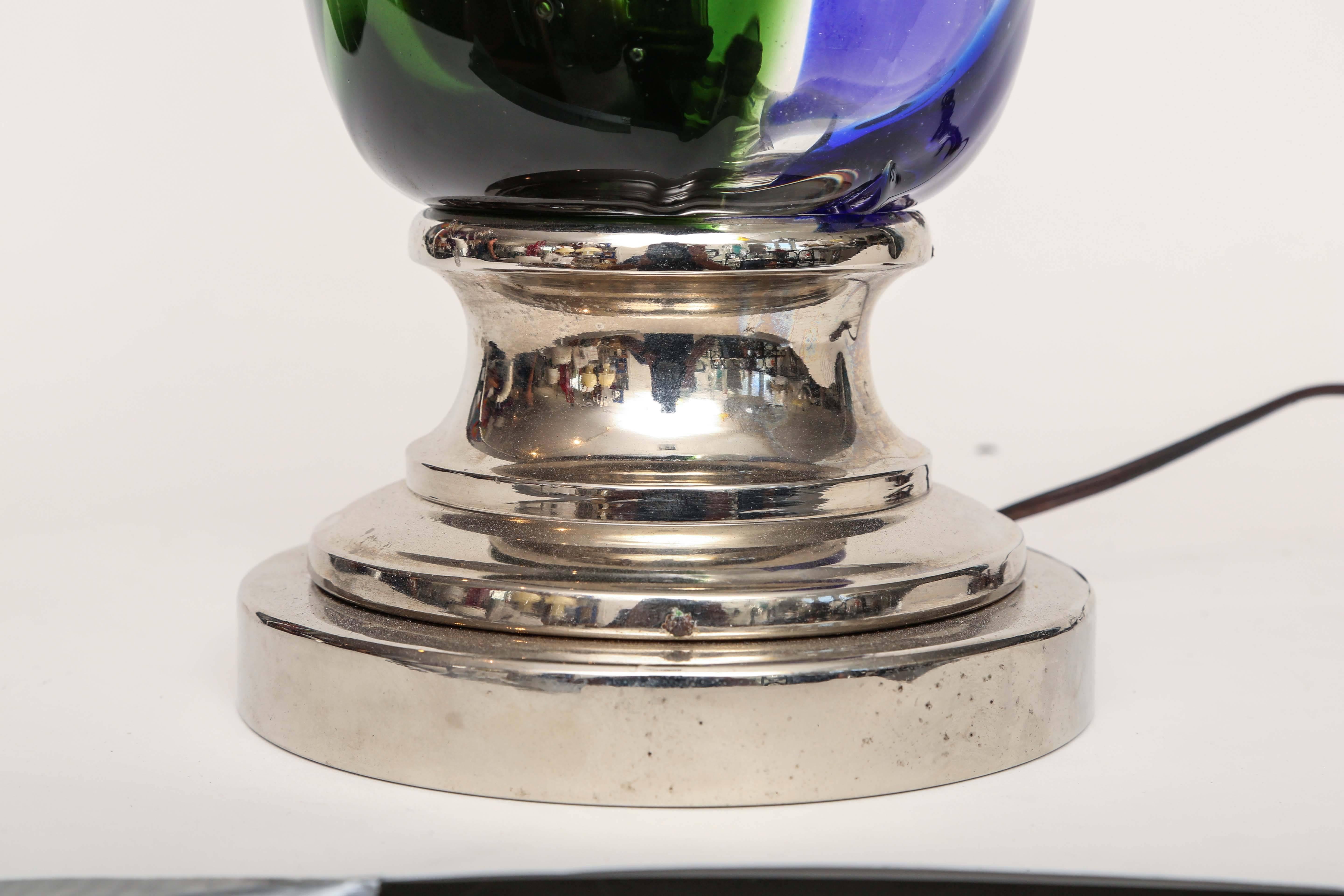 Blown Glass Mid-Century Modern Italian Venini Fulvio Bianconi Attributed Murano Glass Lamp For Sale