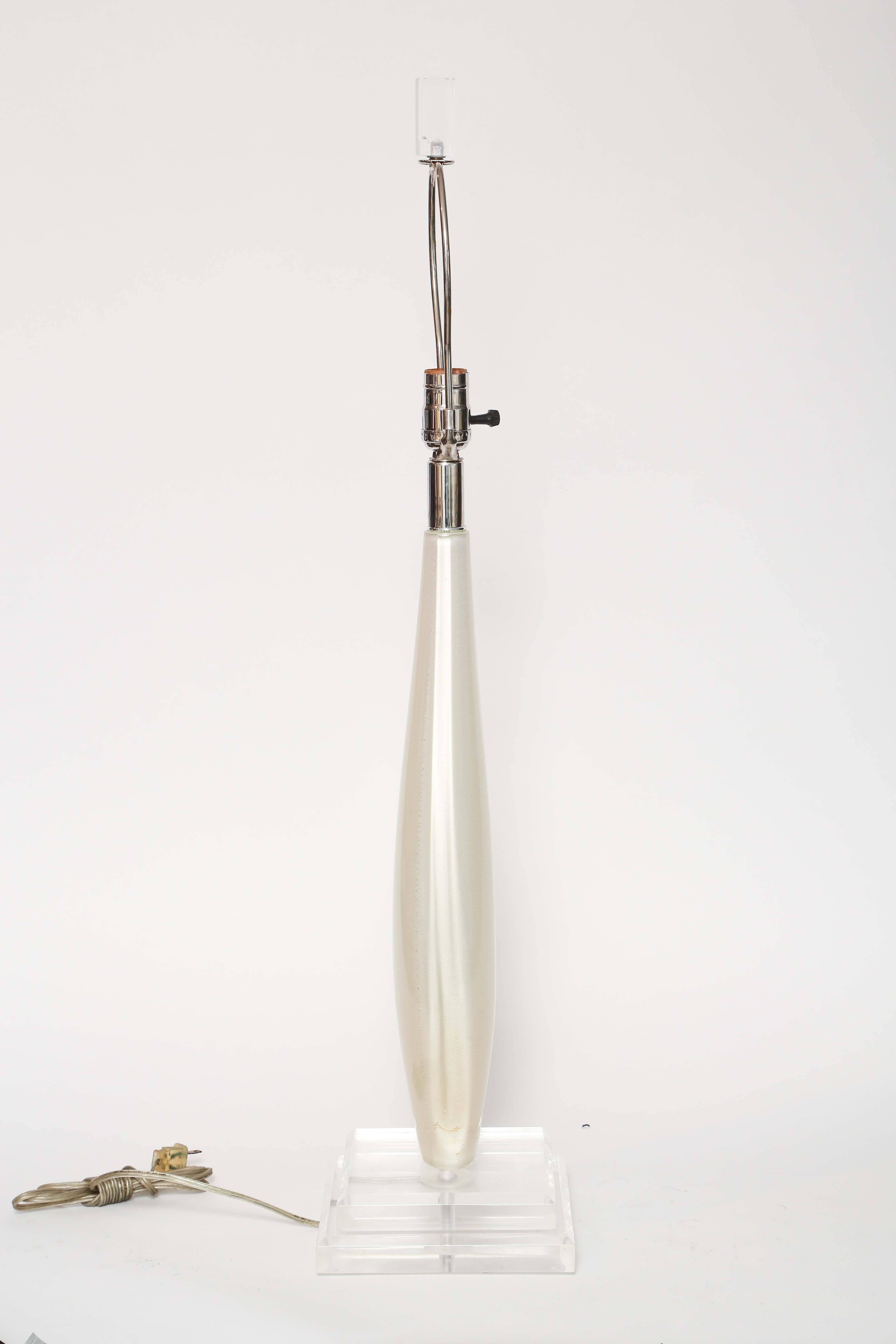 Plated Elegant Mid-Century Modern Italian Murano Archimede Seguso Glass Table Lamp