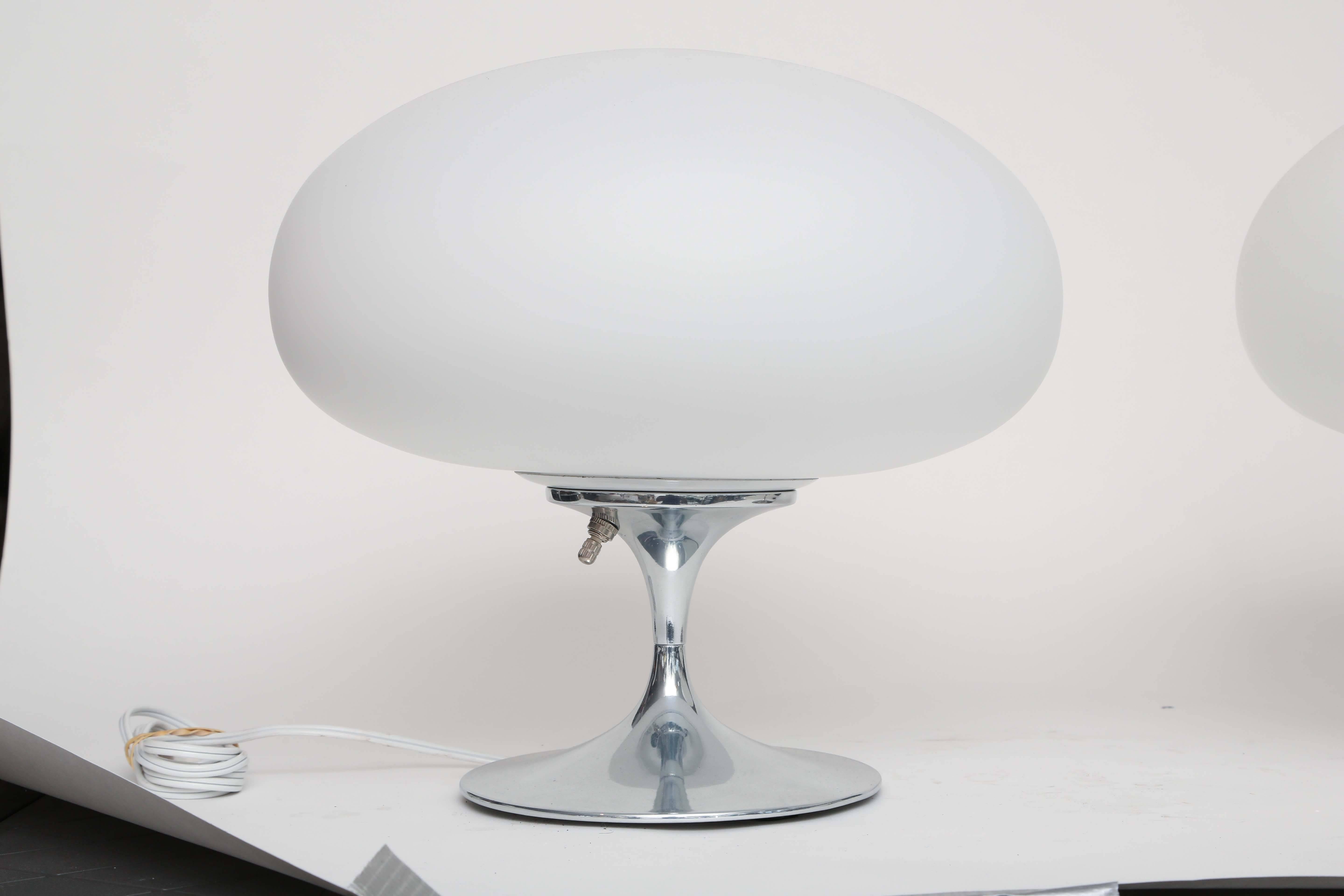 20th Century Mid-Century Modern American Laurel Bill Curry Mushroom Lamps Chrome / Aluminum 