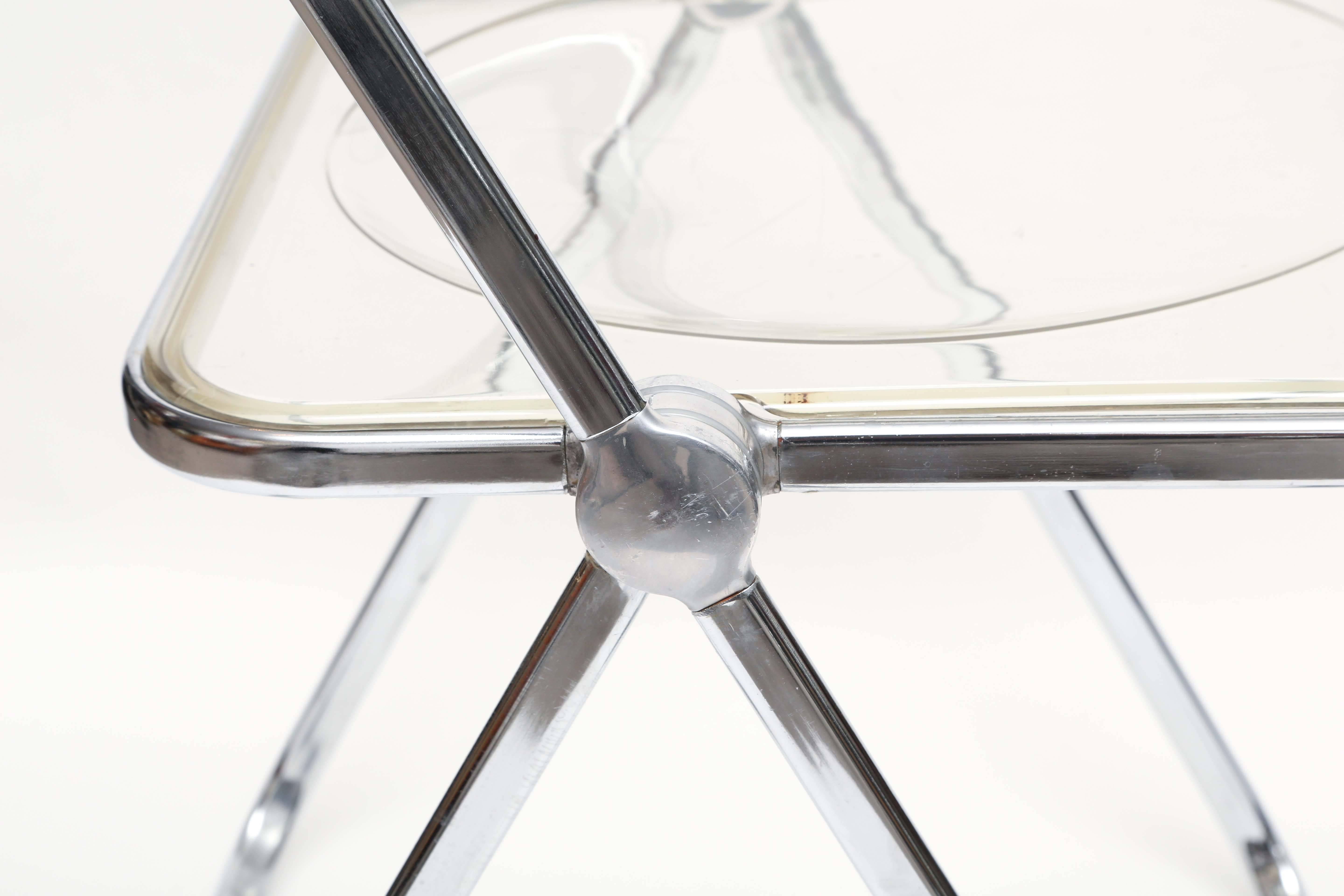 Four-MCM Italian Castelli Giancarlo Piretti Acrylic Folding Plia Chairs 1