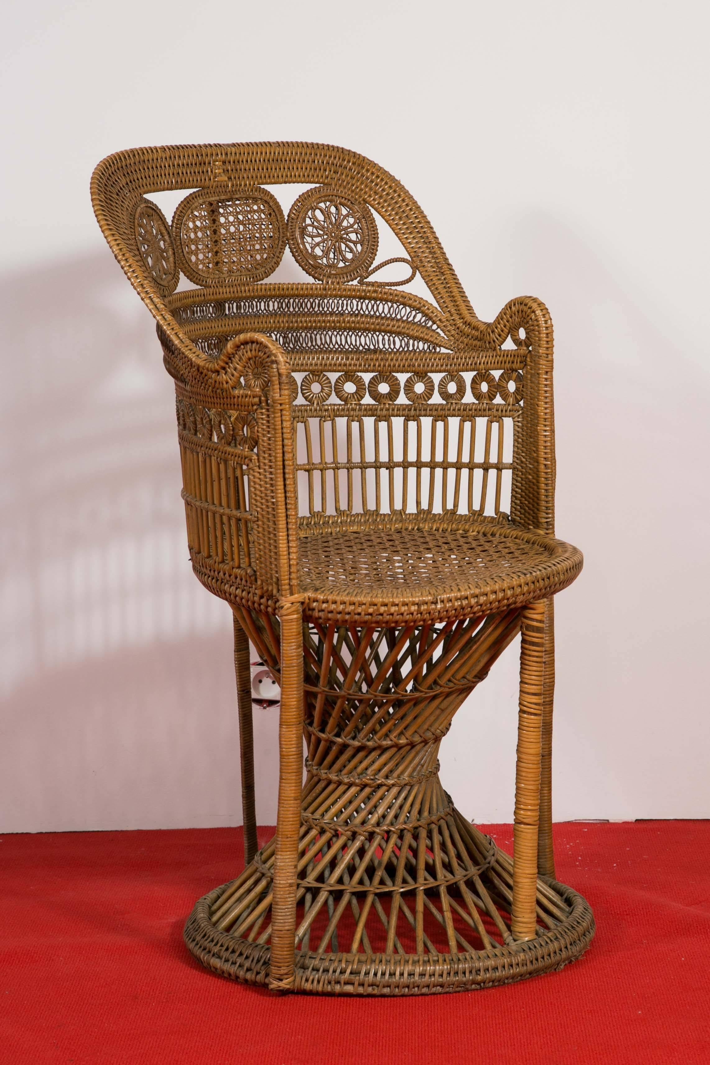 Embroidered Manufacture of Perret & Vibert, Pair of Rattan Chairs, circa 1890