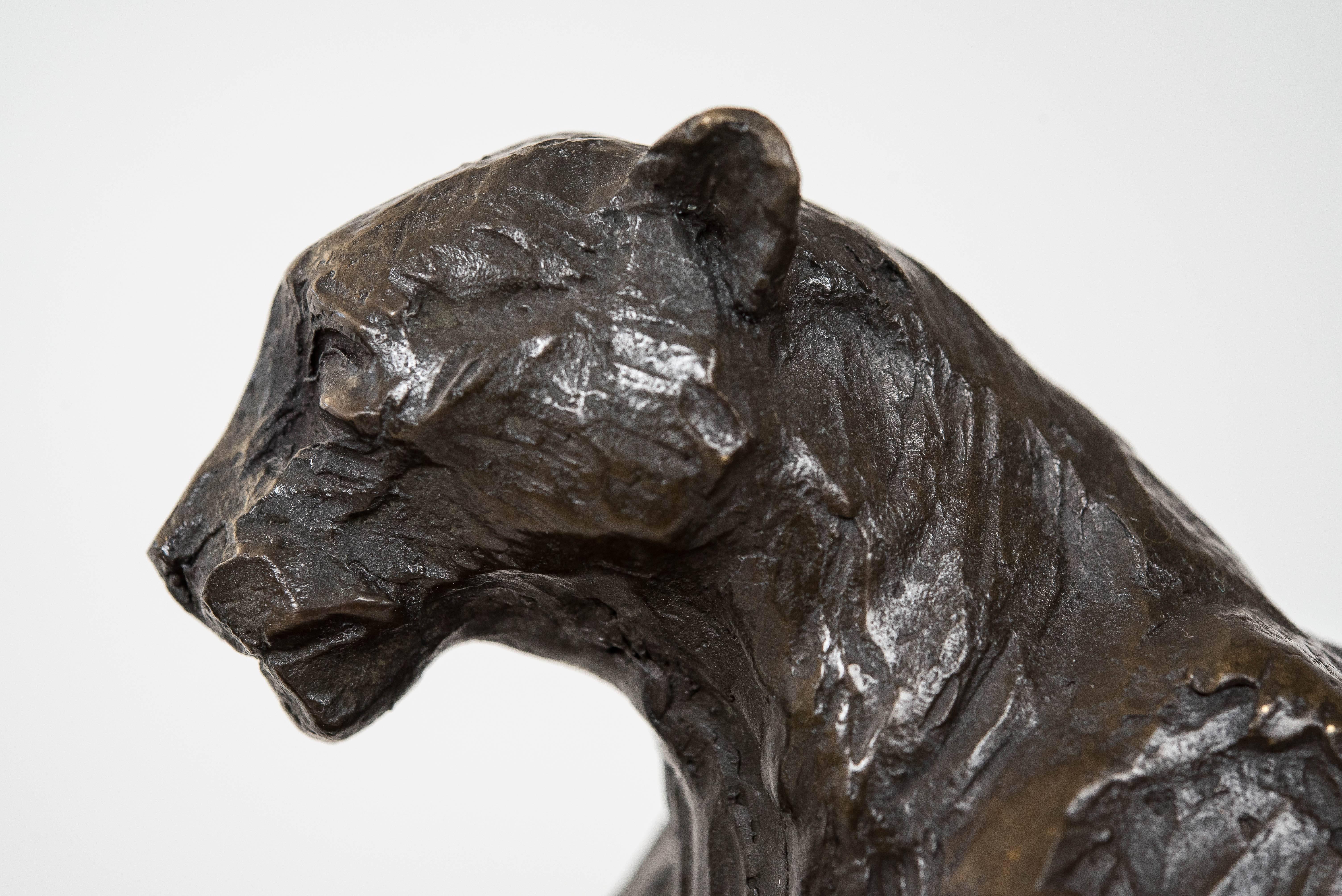 Mid-20th Century Pair of Bronze Panthers Sculpture For Sale