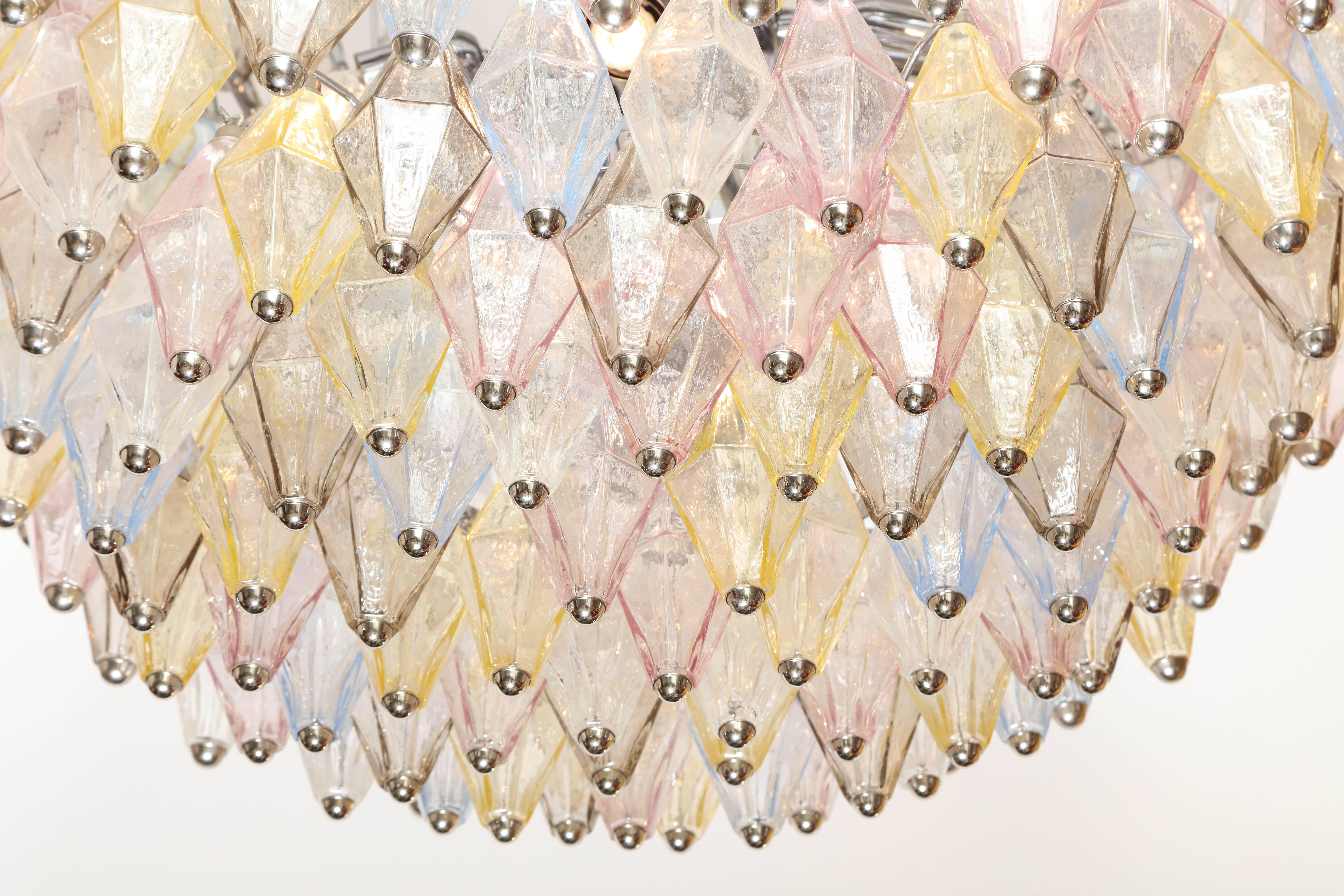 Chandelier, Murano, Multicolor Polyhedral In Excellent Condition In New York, NY