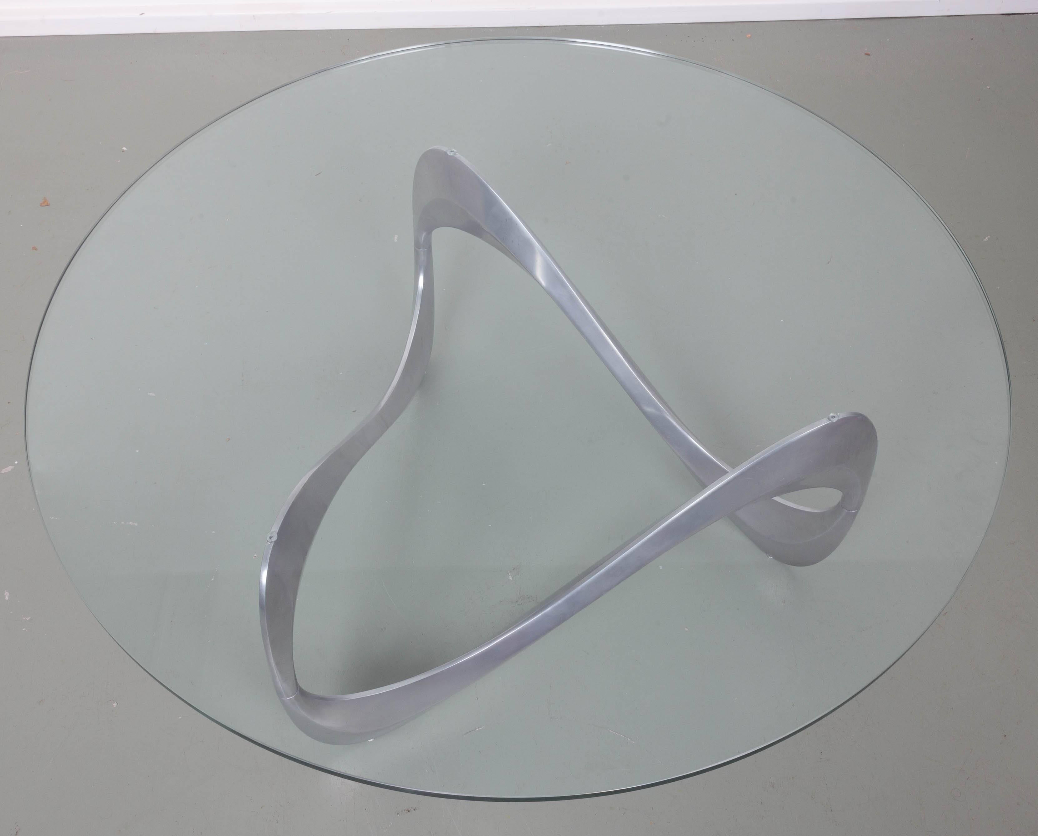 Aluminum and Glass Snake Coffee Table Designed by Knut Hesterberg 1