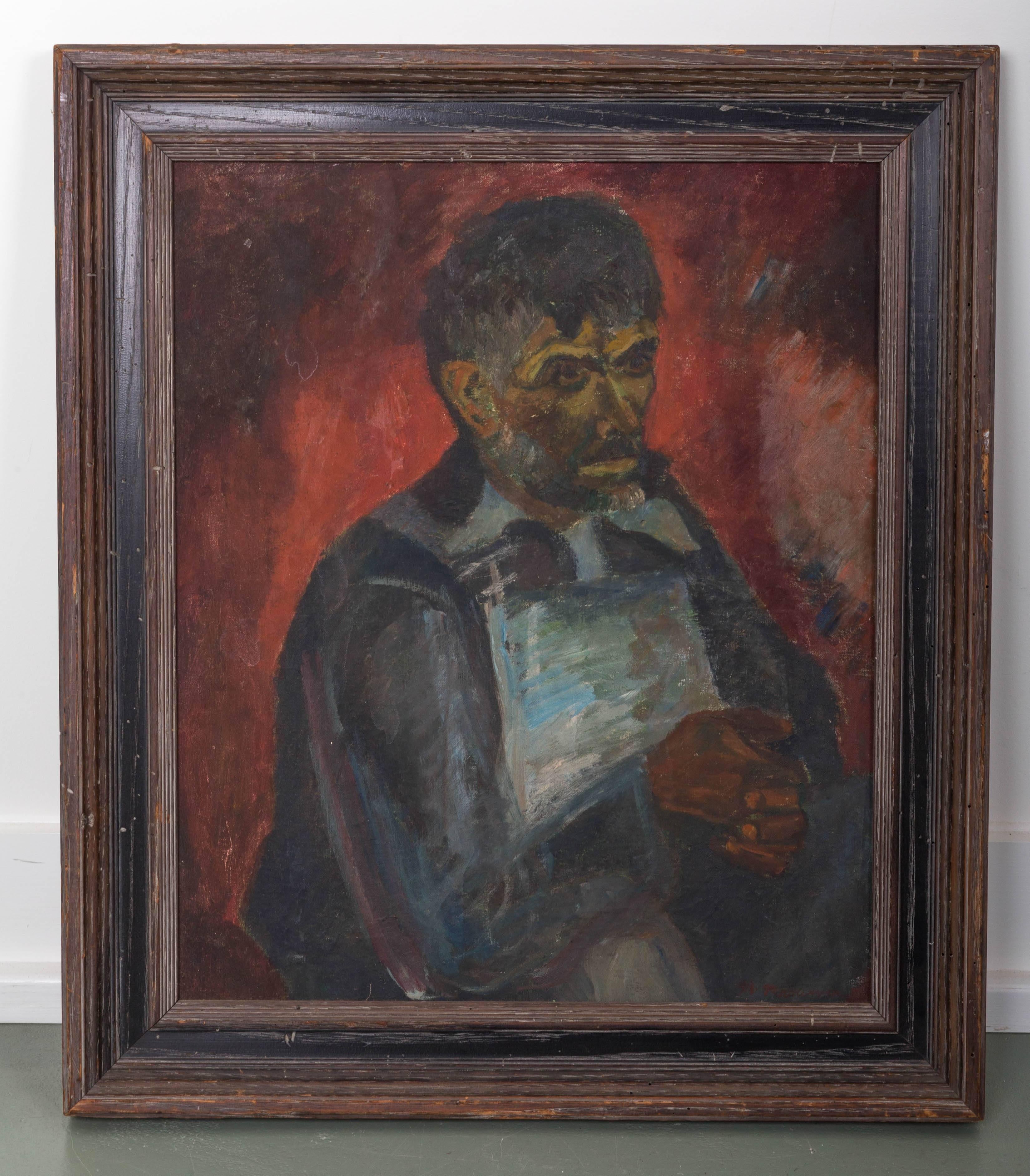 Oiled Male Portrait of a Bearded Man 1937 For Sale
