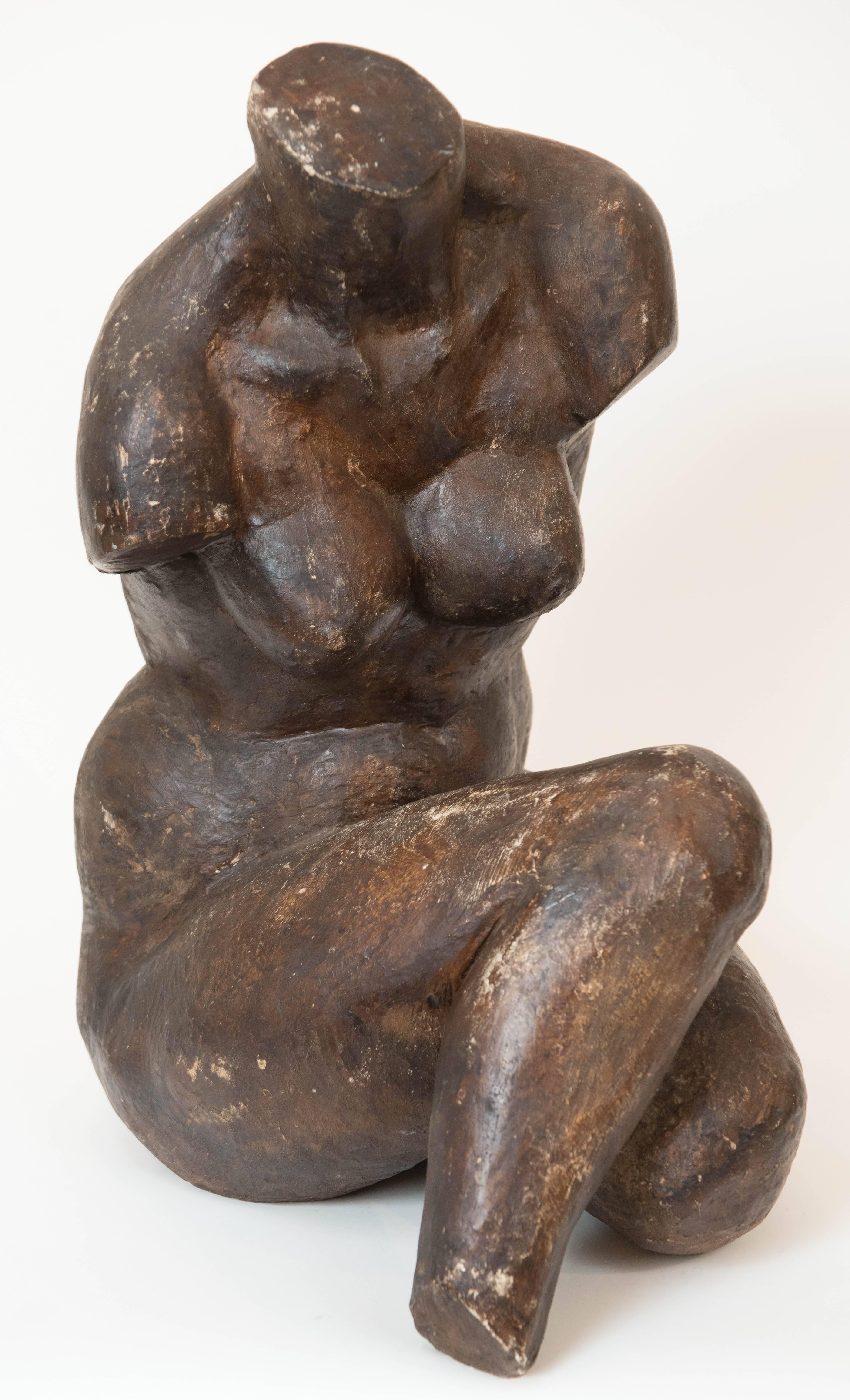 Bronze Patinated Plaster Sculpture of a Nude Woman In Excellent Condition In Toronto, ON
