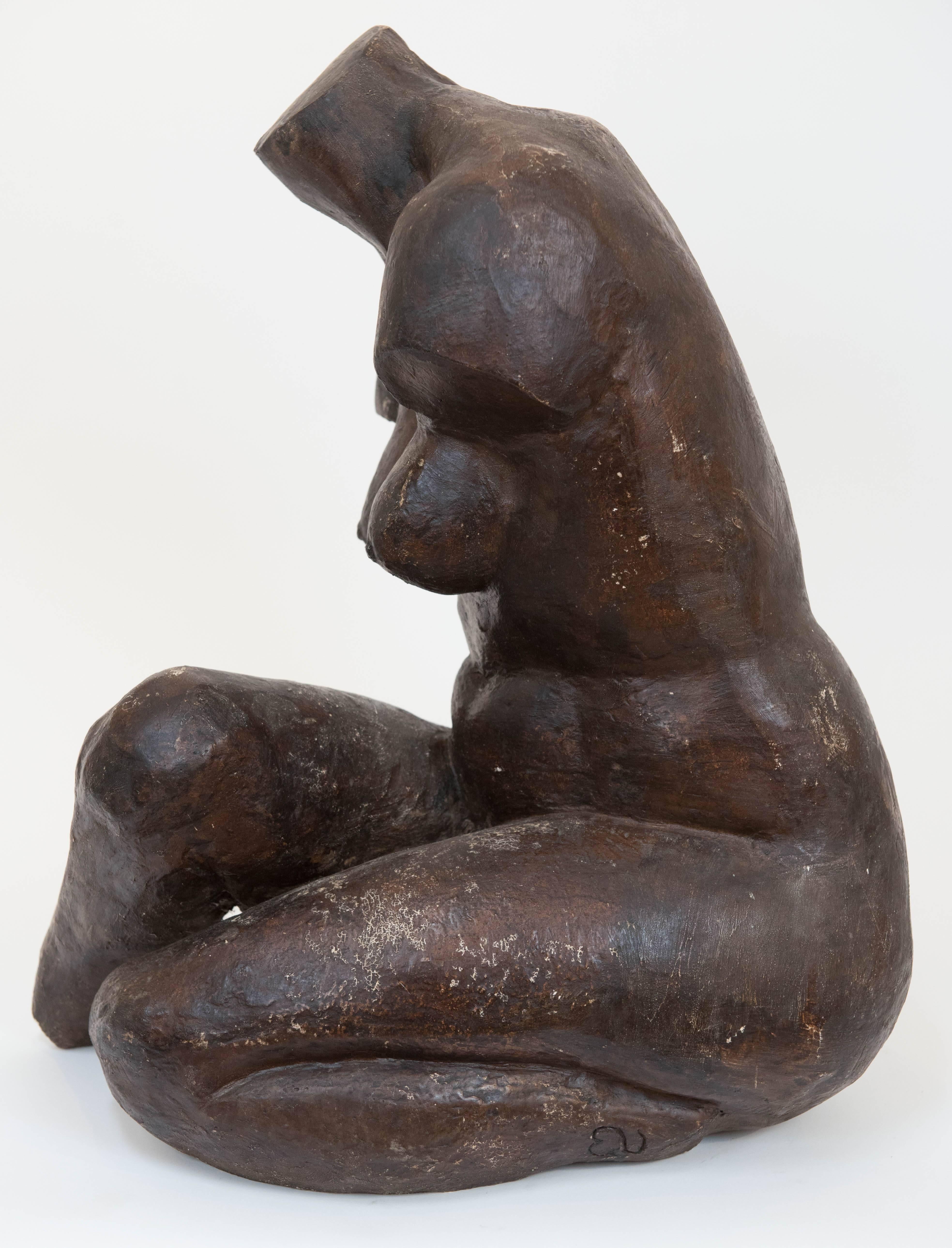 Bronze Patinated Plaster Sculpture of a Nude Woman 1