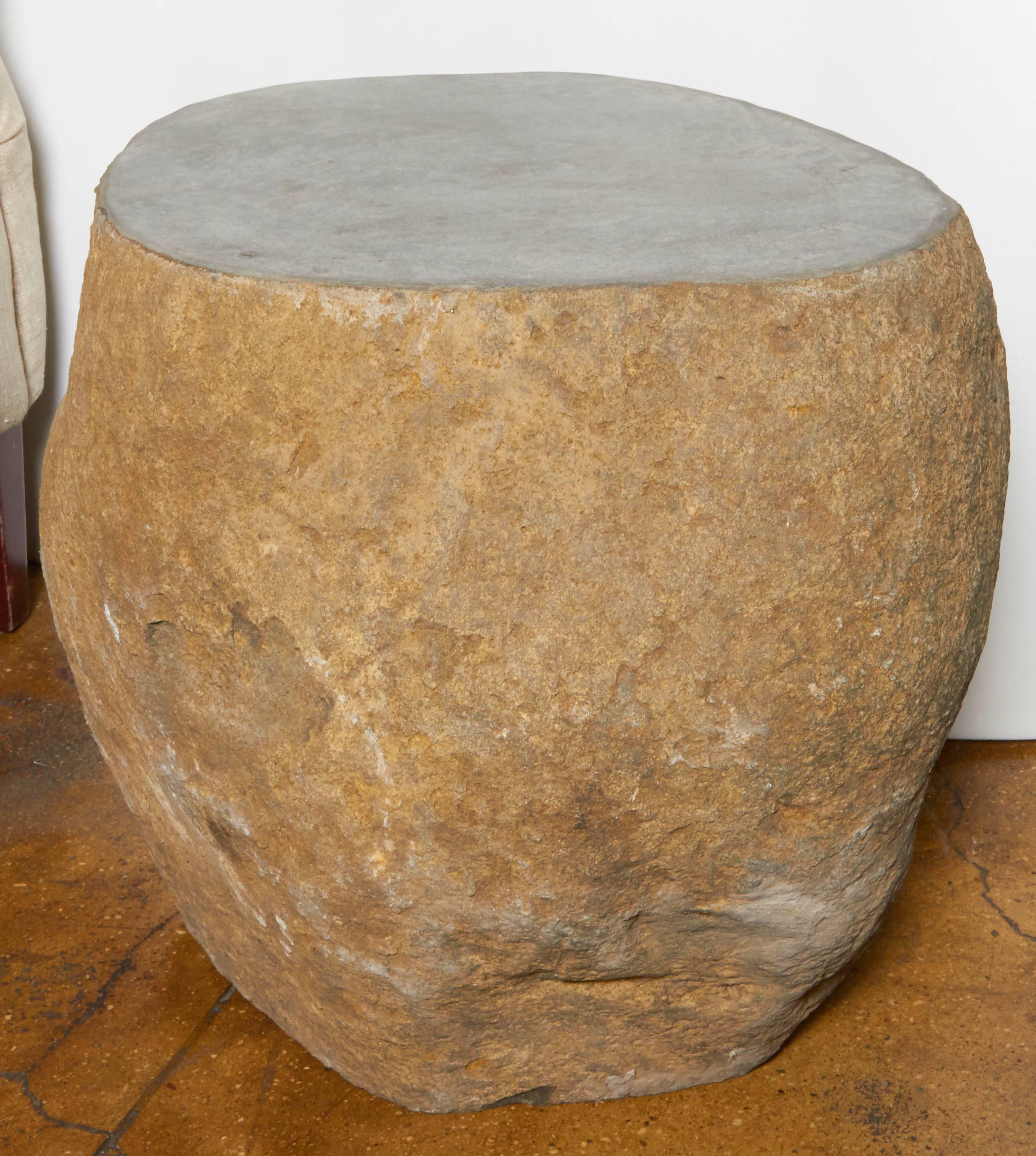Stone End Table with Polished Top 1