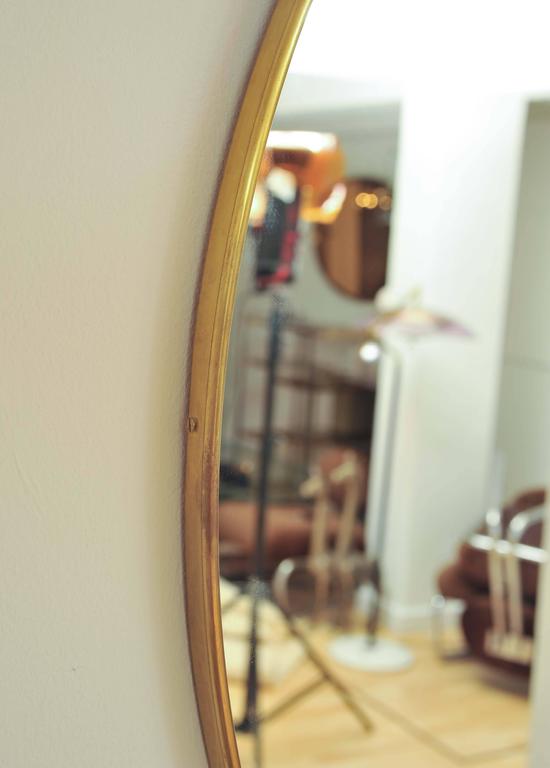 Large Round Brass Framed Mirror at 1stdibs