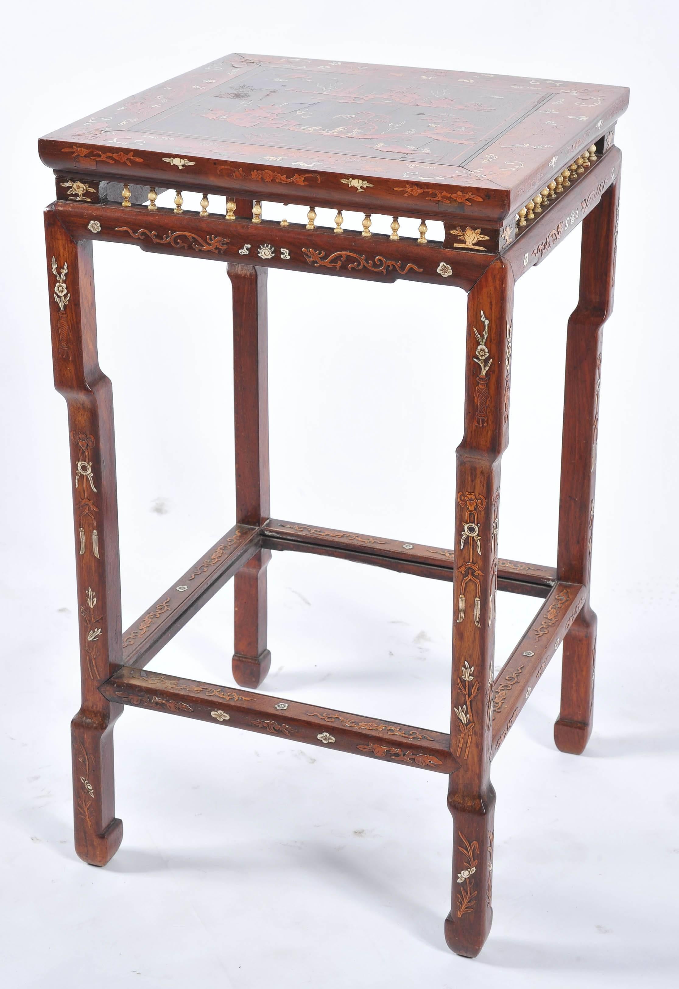 Inlay 19th Century Chinese Inlaid Table
