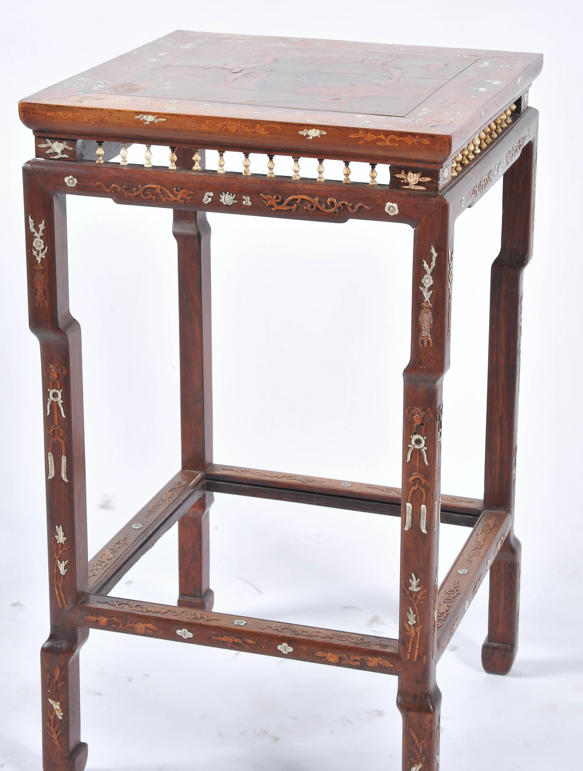 Hardwood 19th Century Chinese Inlaid Table